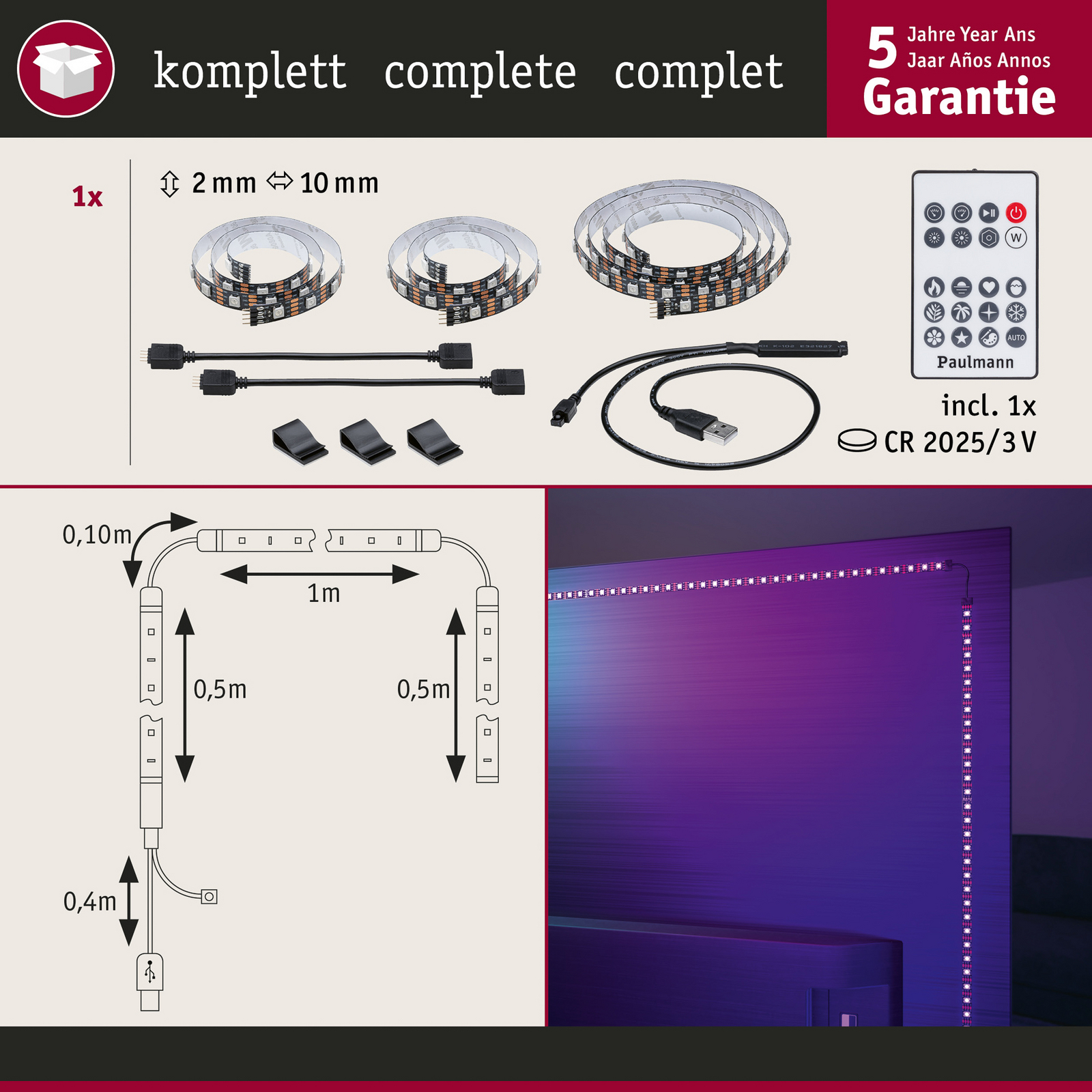 Paulmann EntertainLED Ruban LED RVB Set TV 55 pouces