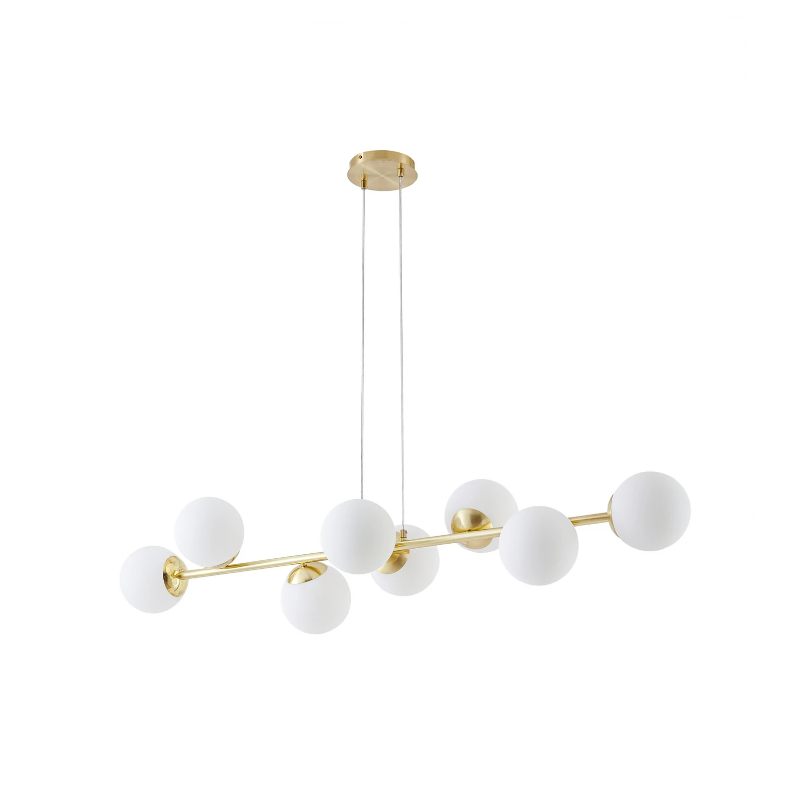 Lindby Isamer -riippuvalaisin, opaali/messinki, pituus 130 cm