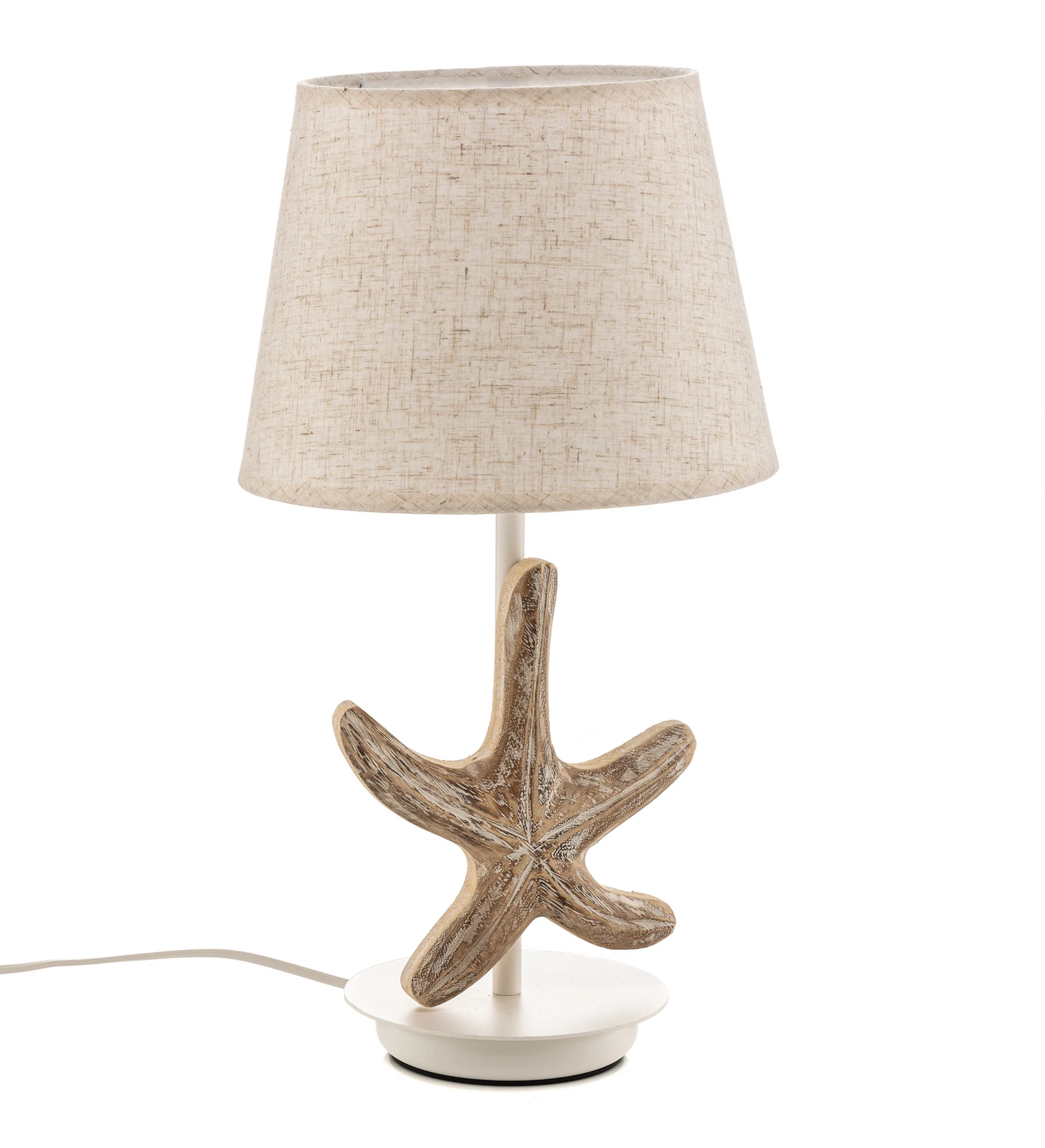 Tafellamp Stellina, stoffen kap, zeesterrenmotief