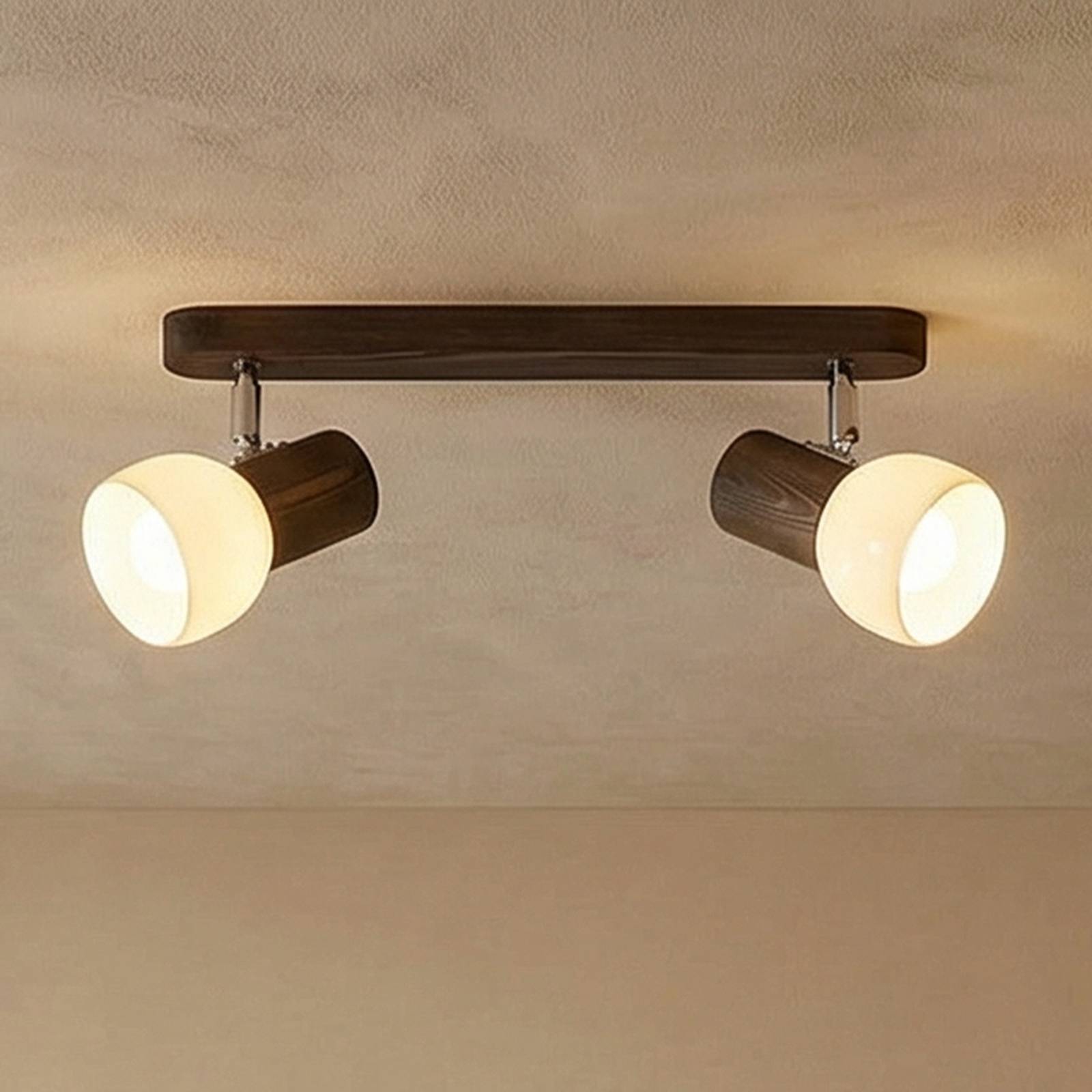 Envostar Nale spot pour plafond 2 lampes pin noyer