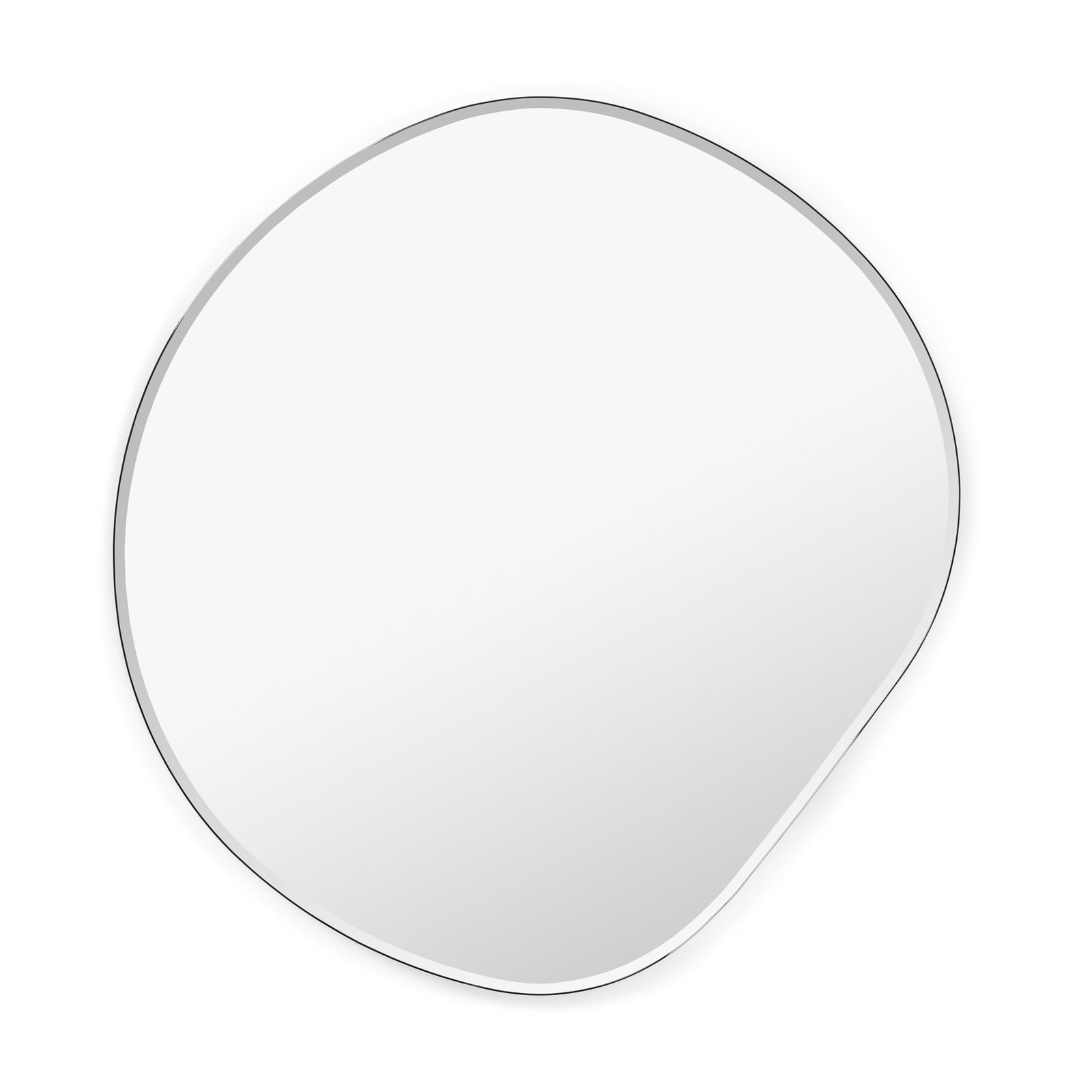 ferm LIVING wall mirror Pond XL, chrome, Ø 94 cm, glass, wood