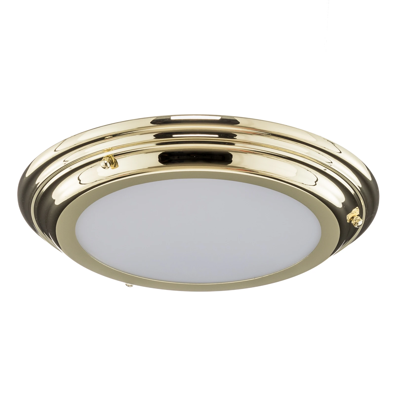 LED plafondlamp Welland IP44, messing gepolijst