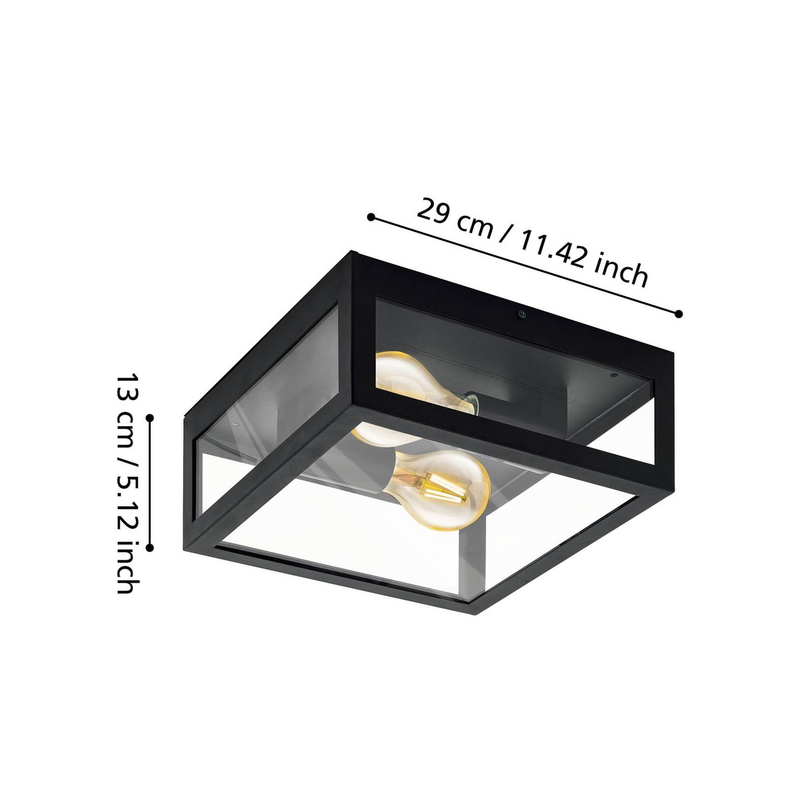 Łazienkowa lampa sufitowa Amezola, 2-pkt. czarna