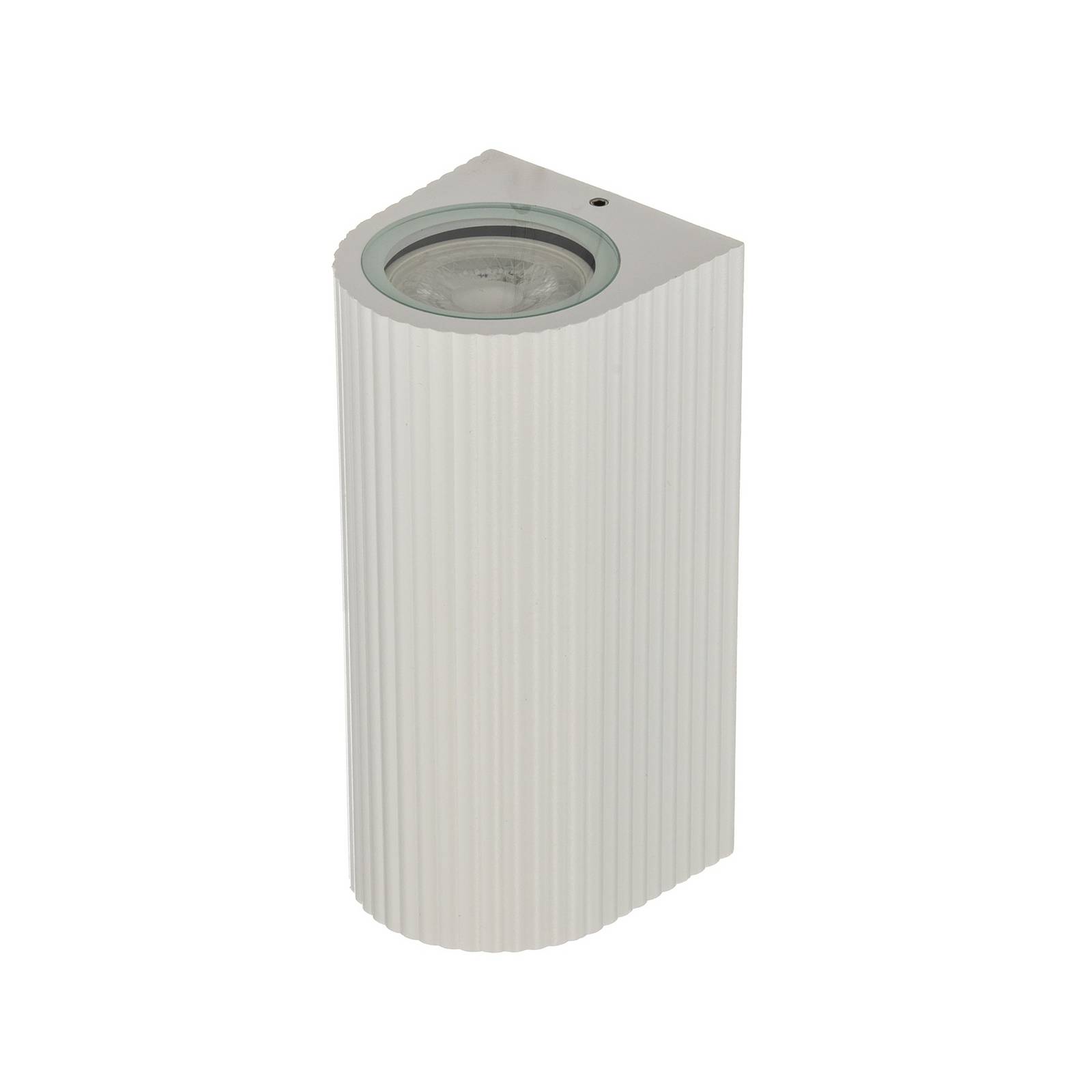 Lindby Kinkiet zewnętrzny Aluvo, biały, 16 cm, IP65, karbowany