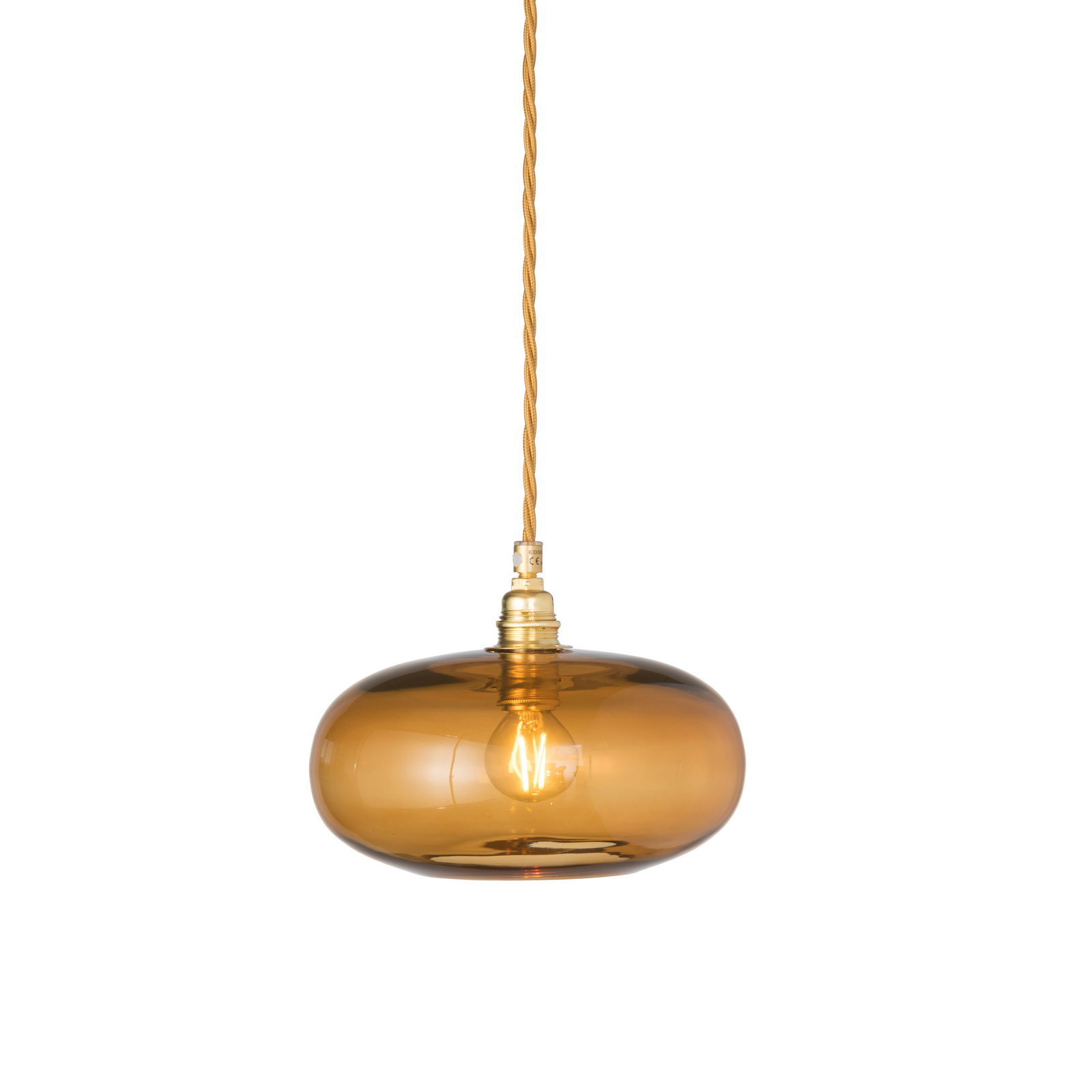 Suspension EBB & FLOW Horizon, marron, verre, Ø 21 cm