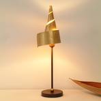 Zlatá stolná lampa ČAROVNÝ KLOBÚK, kovové tienidlo