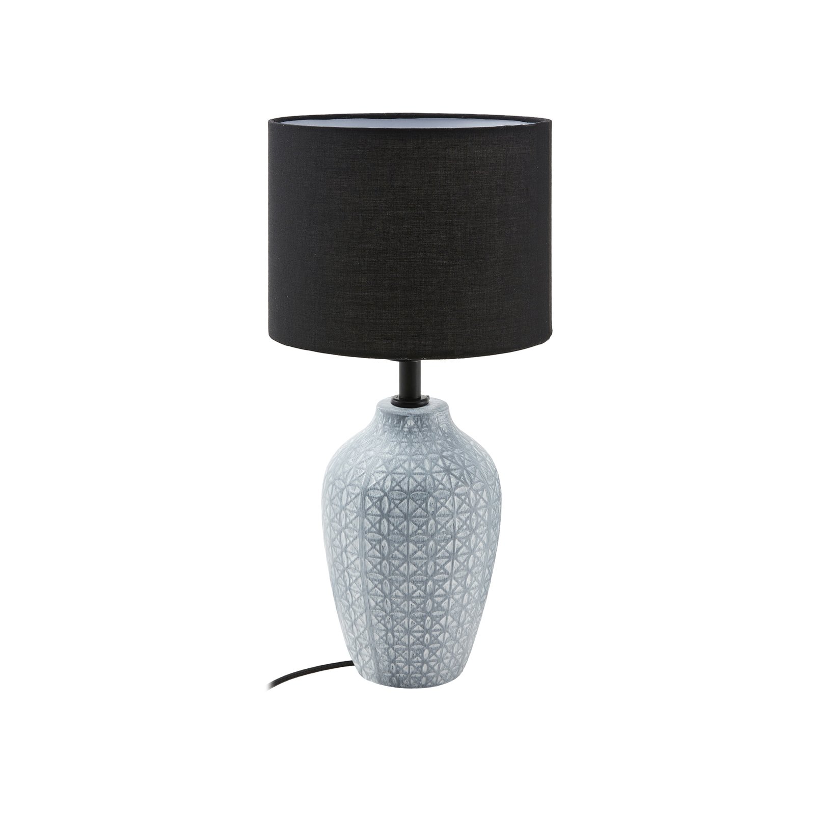 Stolná lampa Lindby Thalassia sivo/čierna Ø 20 cm