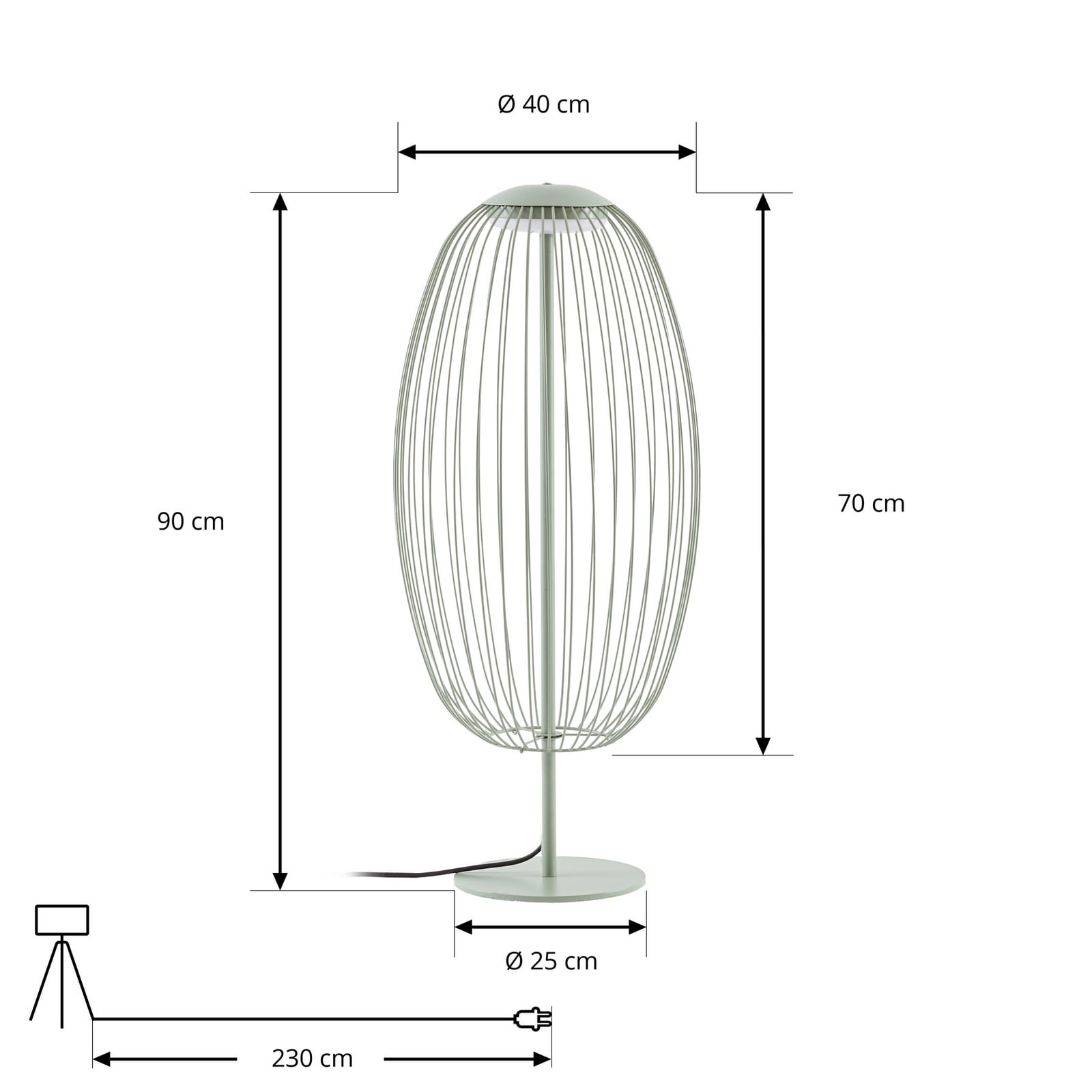 Richi vanjska podna LED lampa, visina 90 cm, svijetlozelena, IP44, metal -