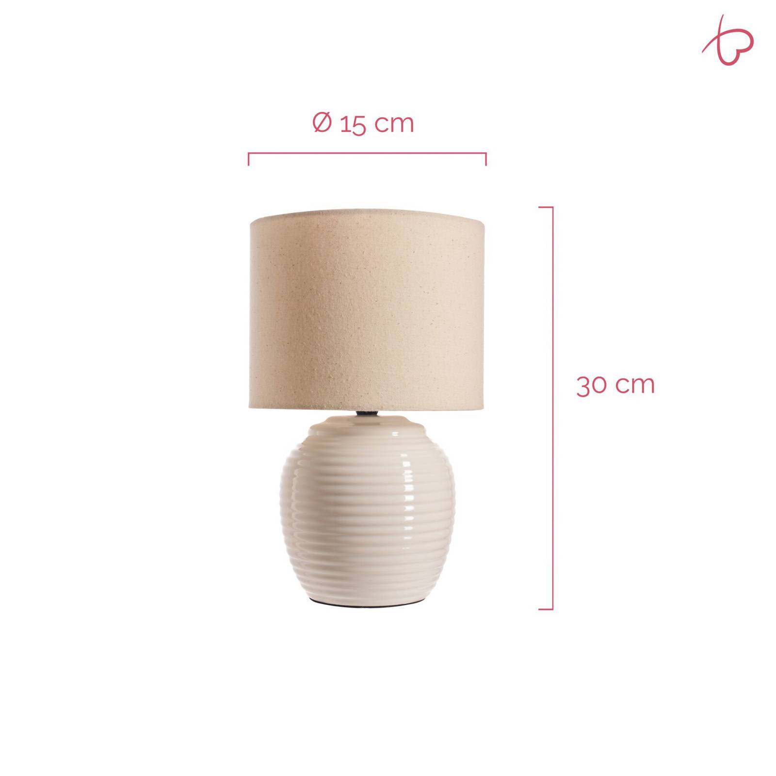  Pauleen Pauleen Tischleuchte Lovely Charm, Beige, Höhe 33 Cm, Textil 