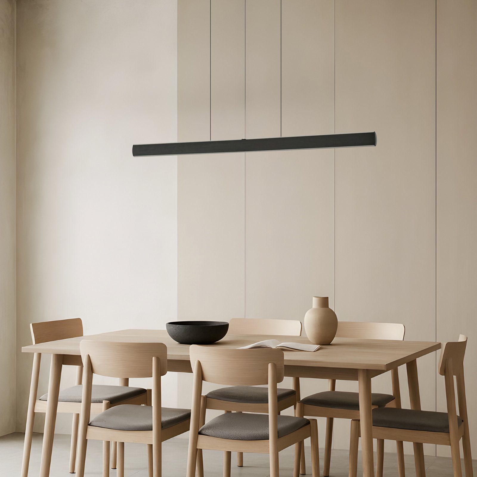Lucande Arvon LED hanging light, black, 116 cm, dimmable, CCT