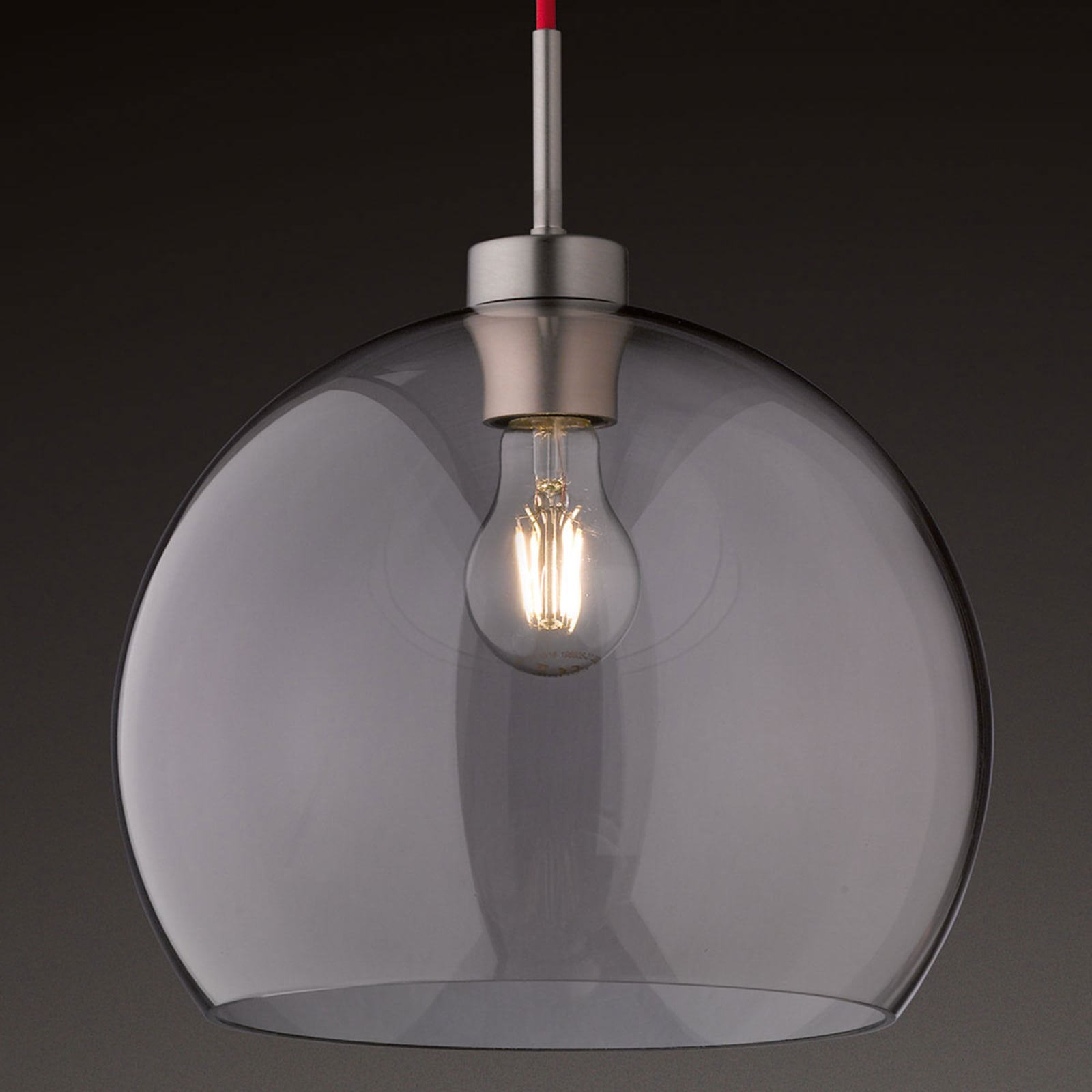 Hufnagel Clear glass pendant light, 40 cm, for Living / Dining Room, brass, glass, E27, 57 W, energy efficiency: A++, H: 30 cm