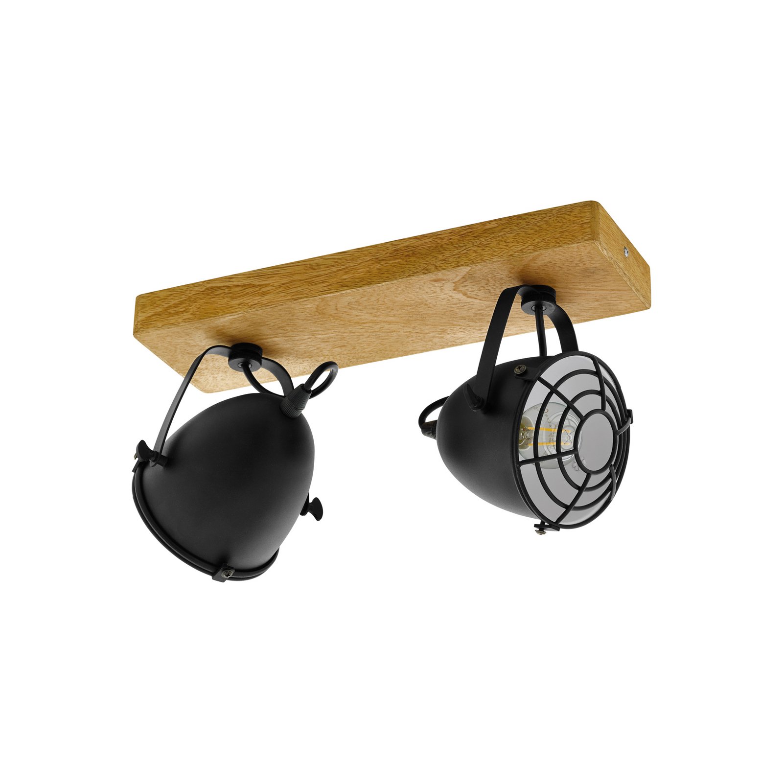 Gatebeck stropni reflektor, drvo/crno, 2 žarulje, drvo