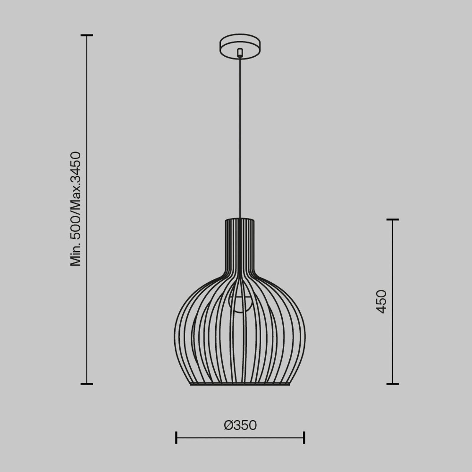 Lampă suspendată Maytoni Roots, Ø 35 cm, înălțime 45 cm, bej, lemn