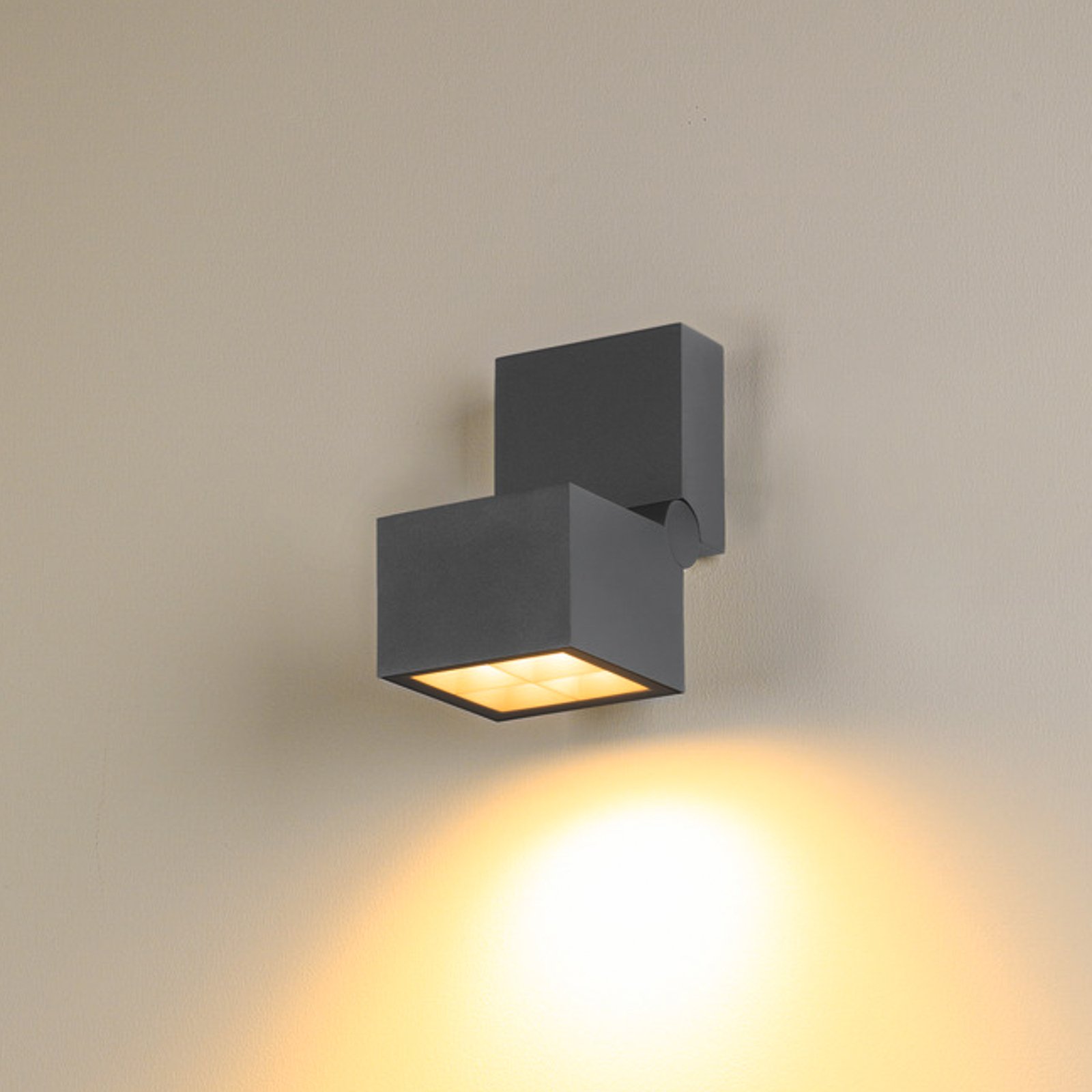 SLV LED-seinävalaisin S-Cube, antrasiitti, alumiini, leveys 9,5 cm,