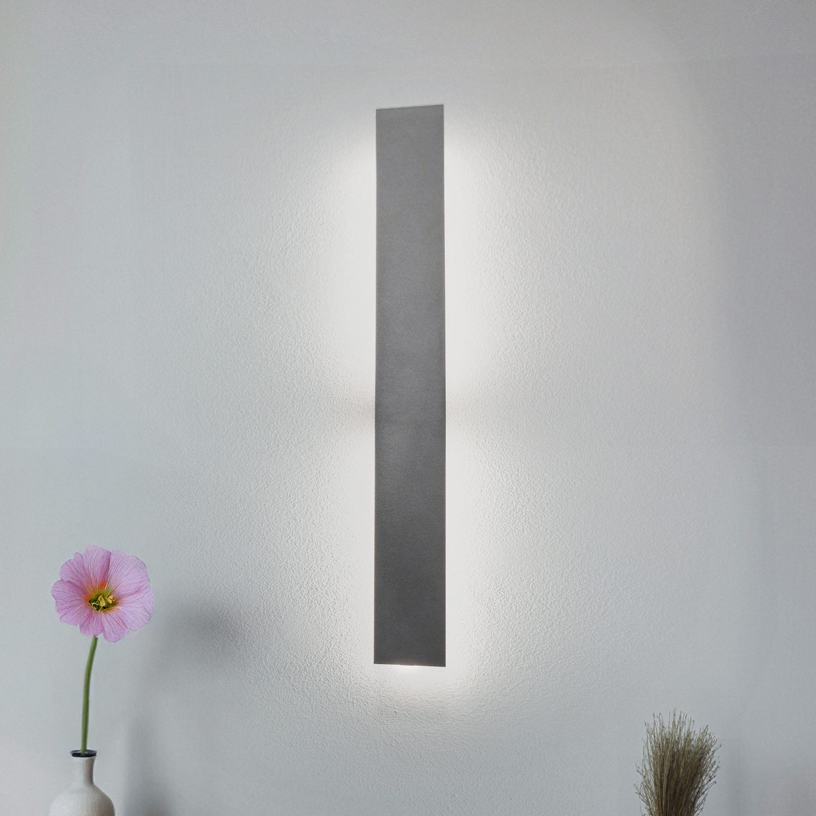 LED wall light Navi, black, height 100 cm, metal, 3,000 K