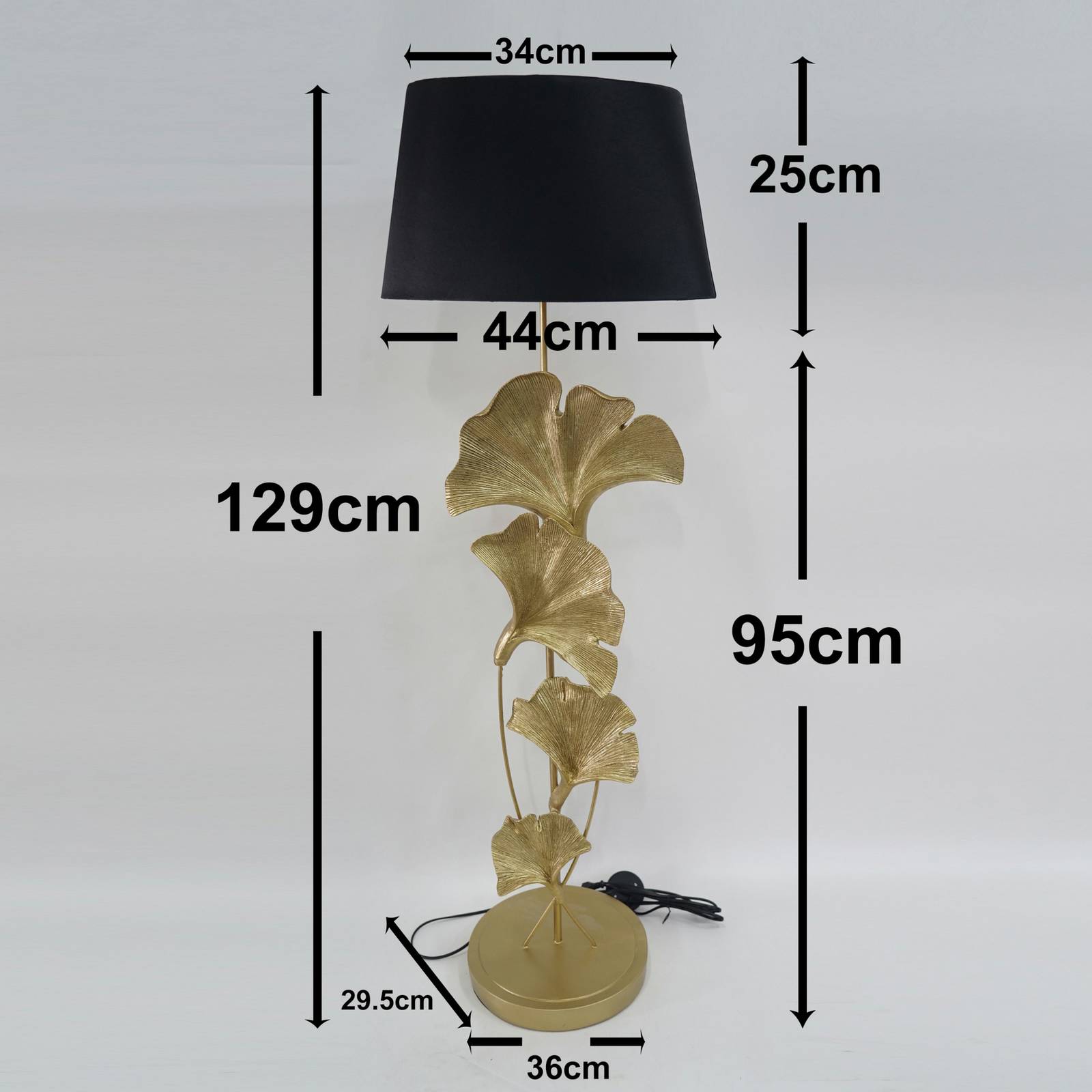 Lampa stojąca KARE „Ginkgo”, złota, len, wysokość 129 cm, E27