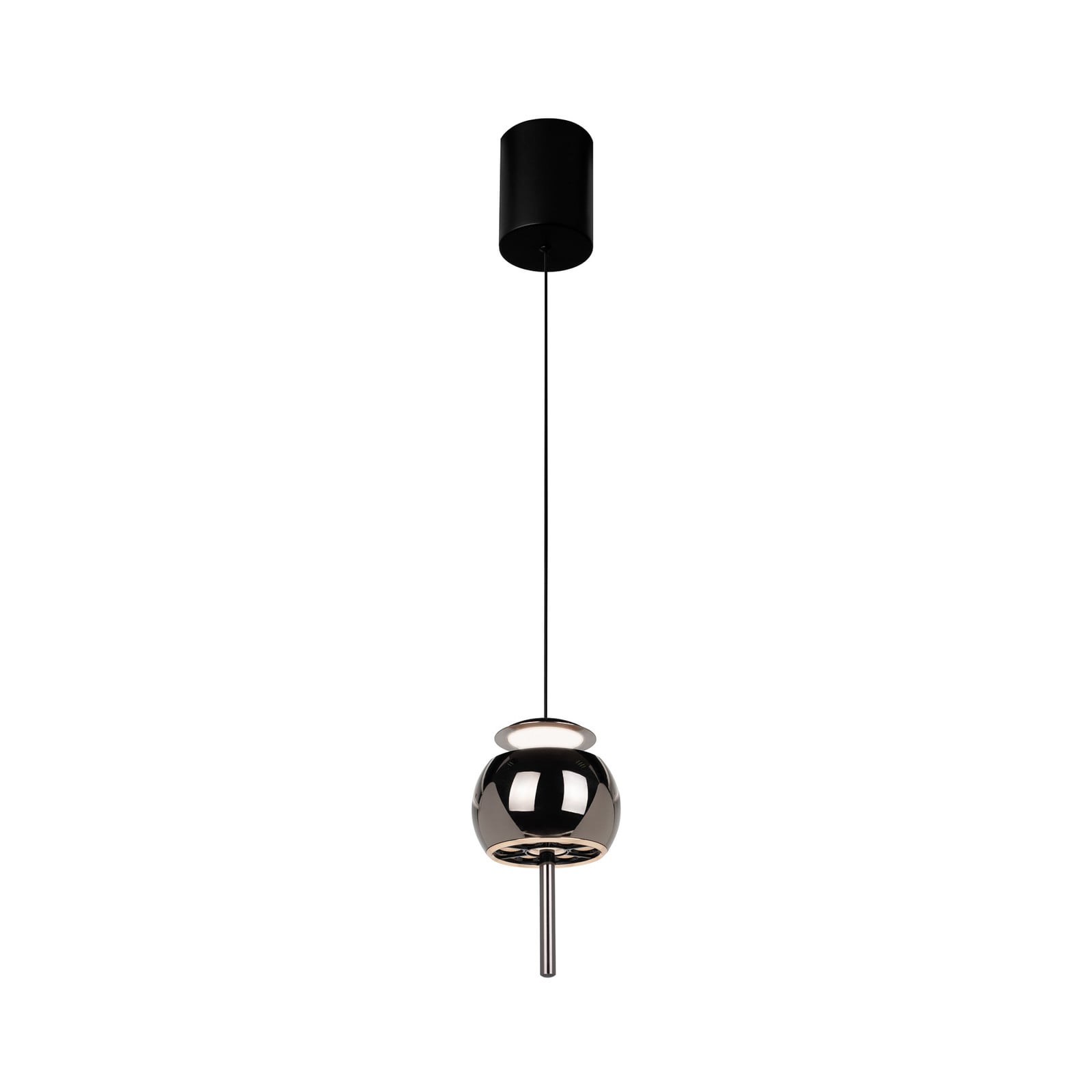 Mantra Iluminación LED viseća lampa Roller, krom-crna, podesiva, potezna šipka - Dnevni boravak/blagovaonica - crno-krom - Aluminij
