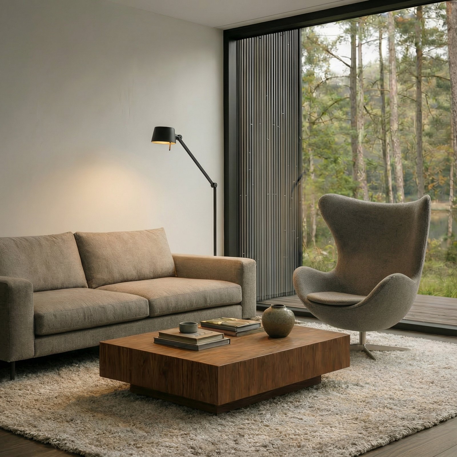 Lucande podna lampa Silka, visina 173 cm, crna, metal