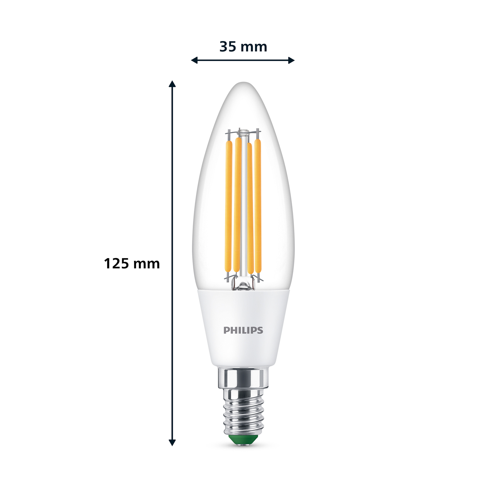 Philips LED kaarslamp E14 2,3W 485lm helder 3.000K