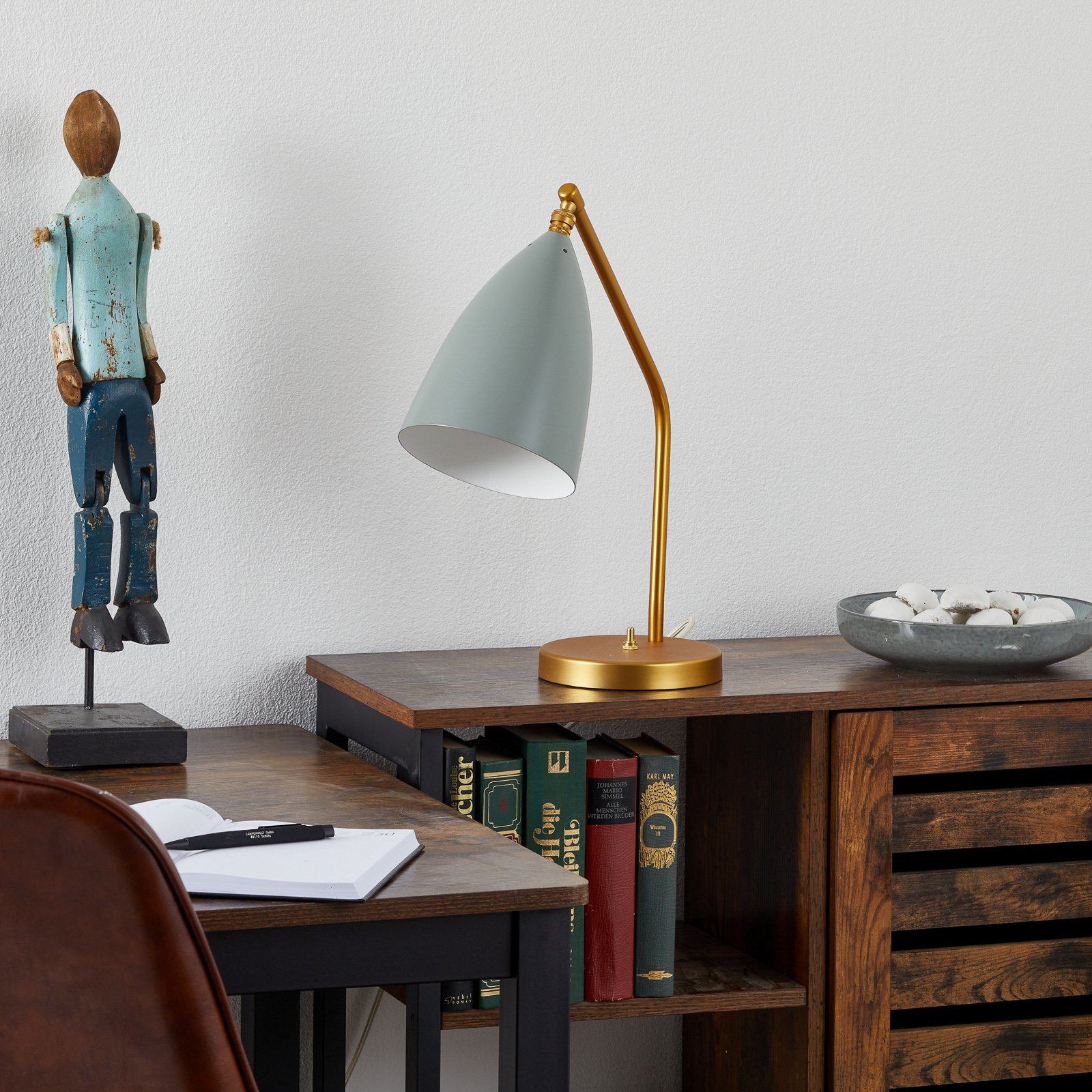 Gräshoppa Bordslampa Blå Grå - GUBI
