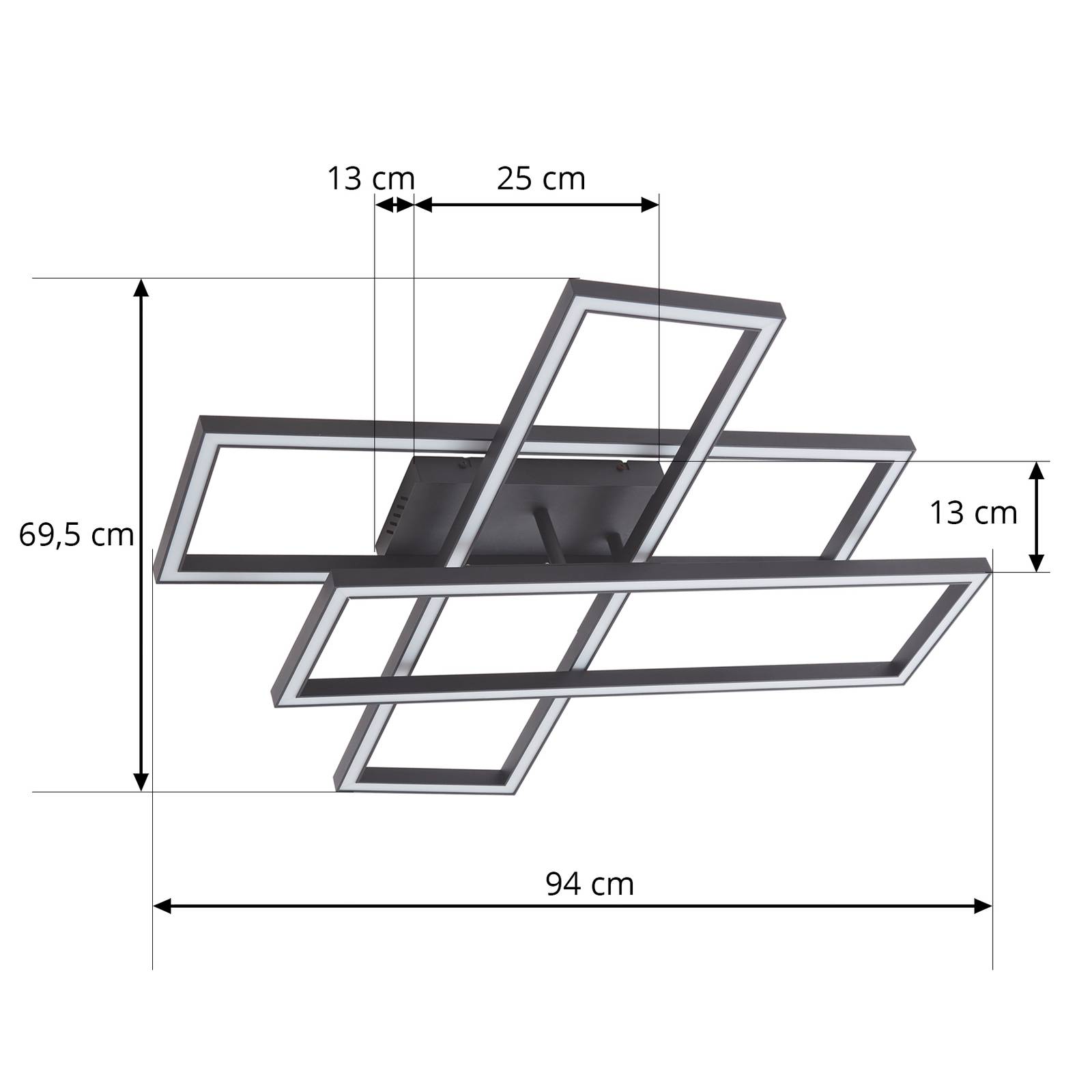 Lampa sufitowa Lucande LED Tjado, 94 cm długości, czarny, metalowy