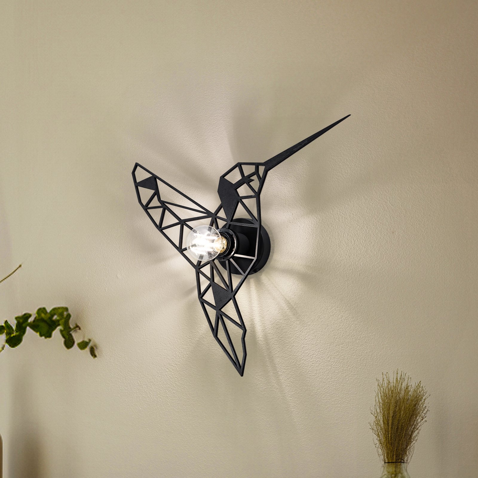 Wall lamp W-053 Lasercut, black bird design