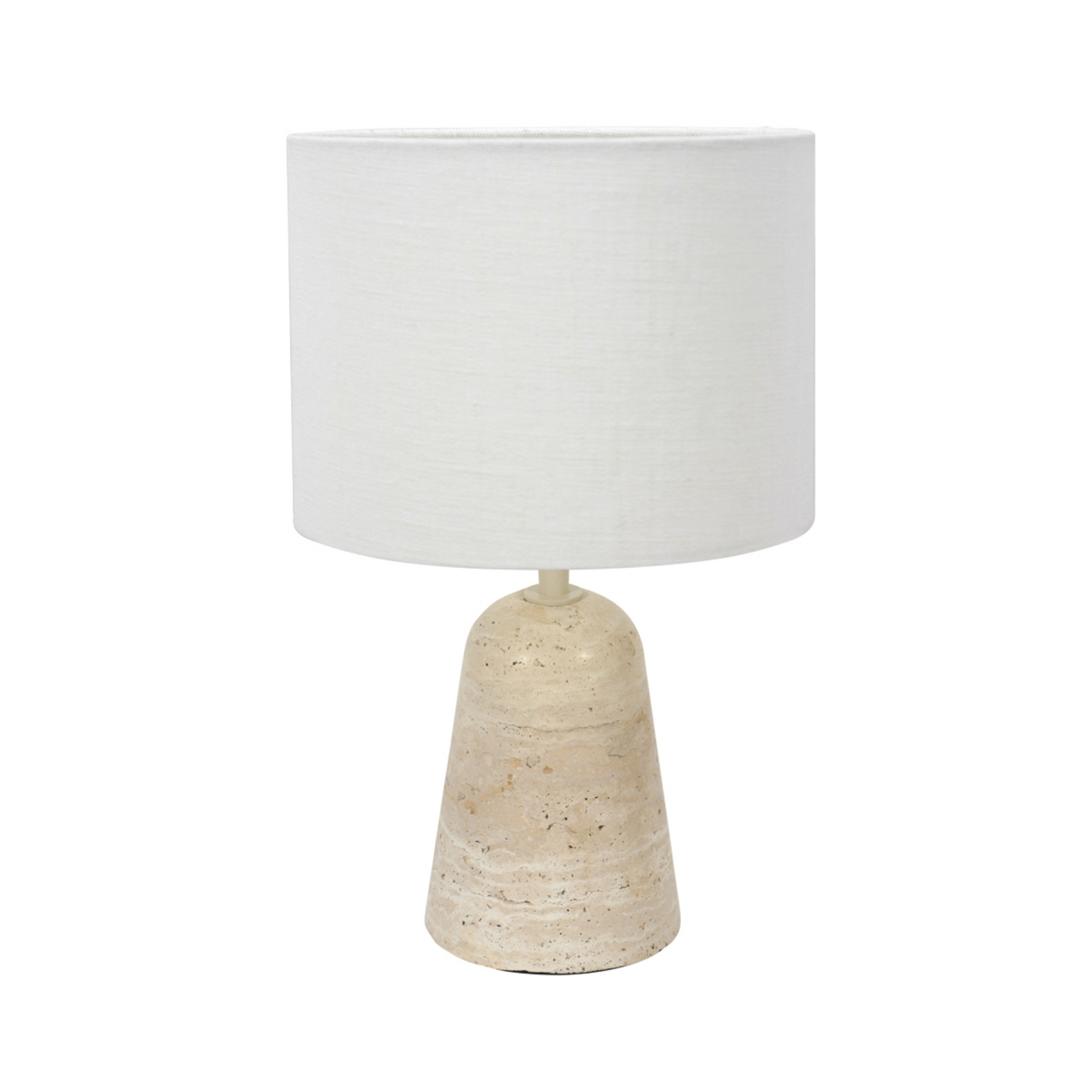 Galda lampa „Travino“, augstums 34 cm, travertīns, lins, E27