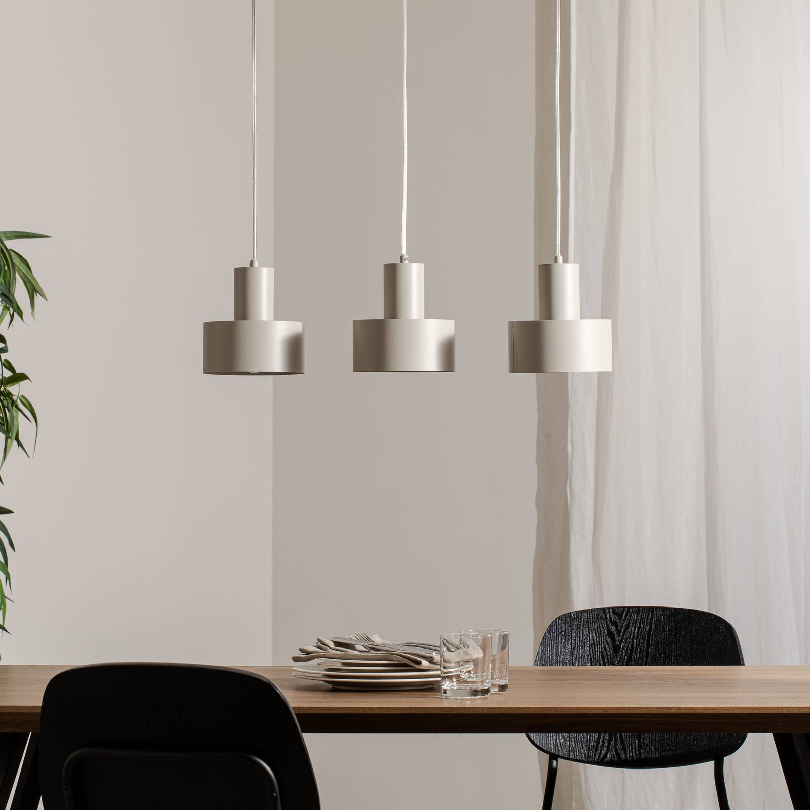 Żyrandol Rif 3, taupe, 3-punktowa, liniowa, stal