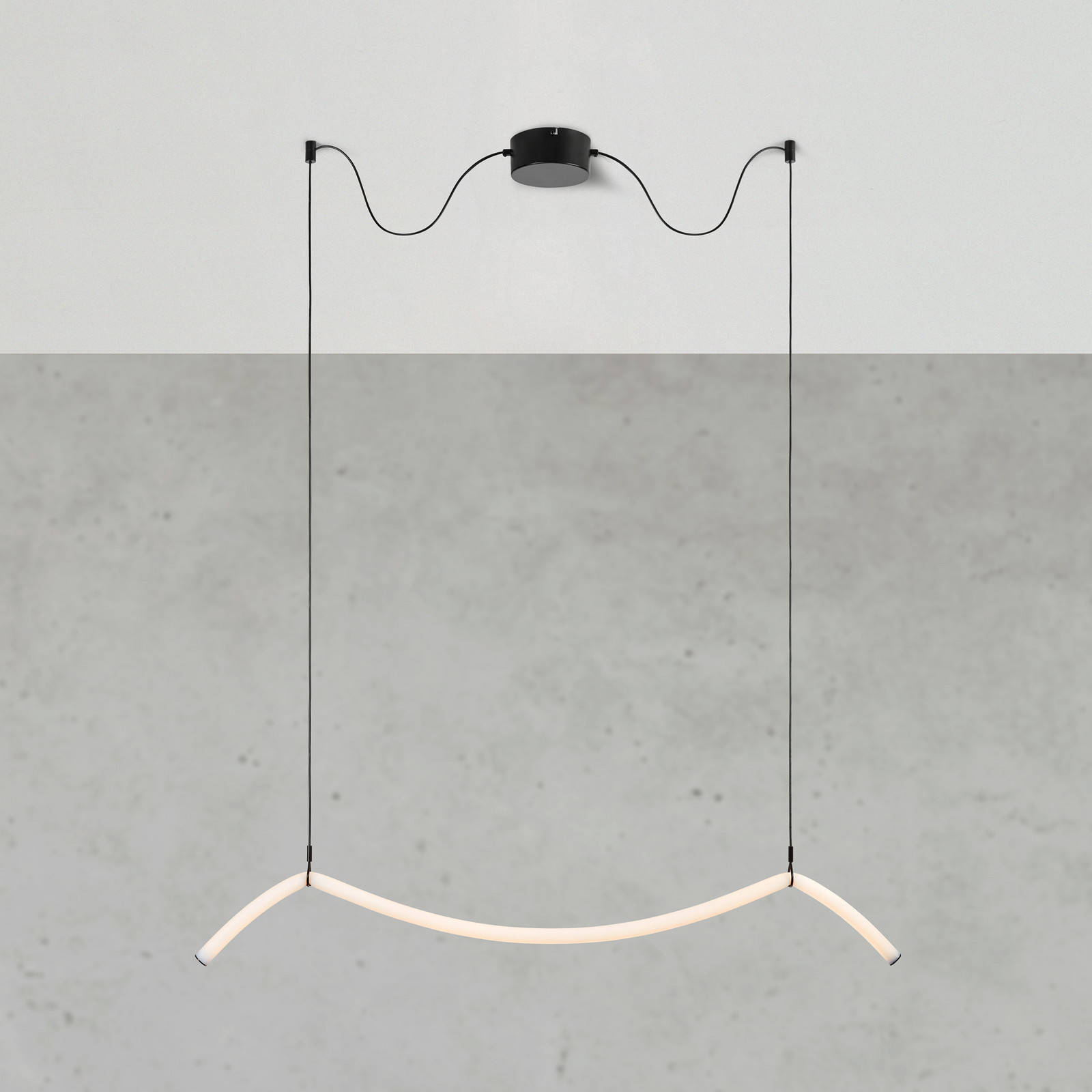 Markslöjd Lampă suspendată LED Melt negru/alb 112 cm lungime - Camera de zi / sufragerie - Modern - alb negru - Plastic