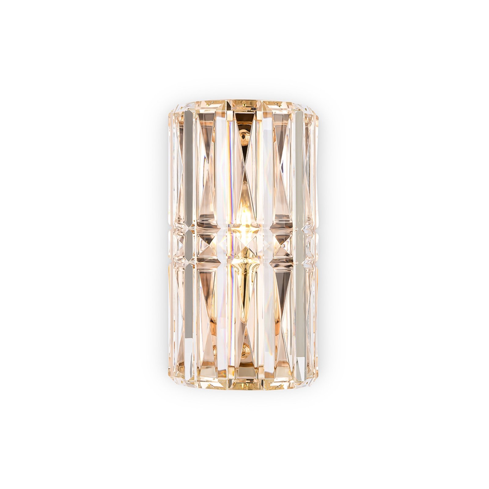 Aplique de pared Maytoni Facet, altura 25 cm, color dorado, cristal, E14