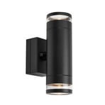 Luno LED-utomhusvägglampa, svart, 2 lampor, IP65, dimbar.