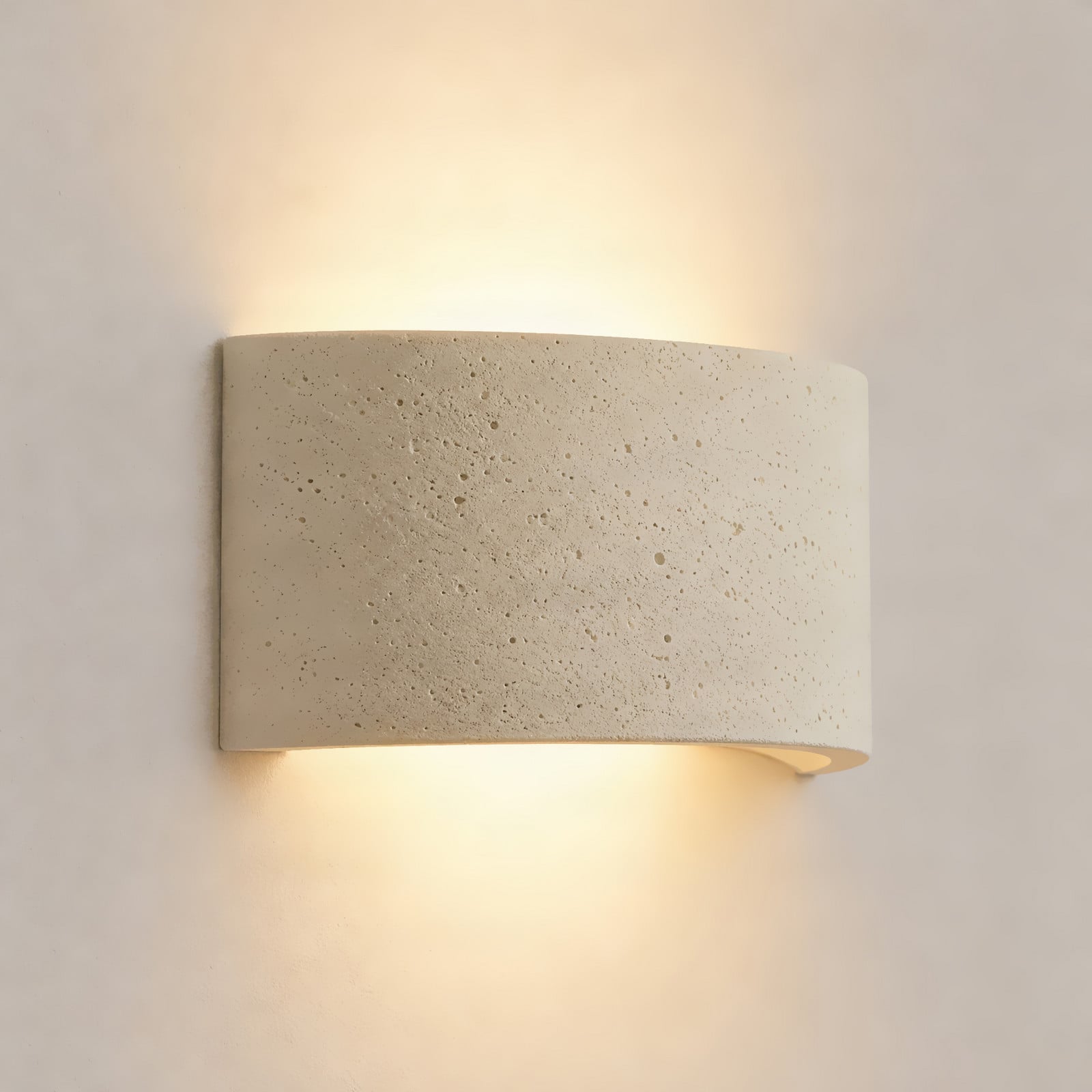 Naike vägglampa, beige, travertin, gips, 15 cm – Lindby - Hall - Modern - Gips / lera - Med en ljuskälla