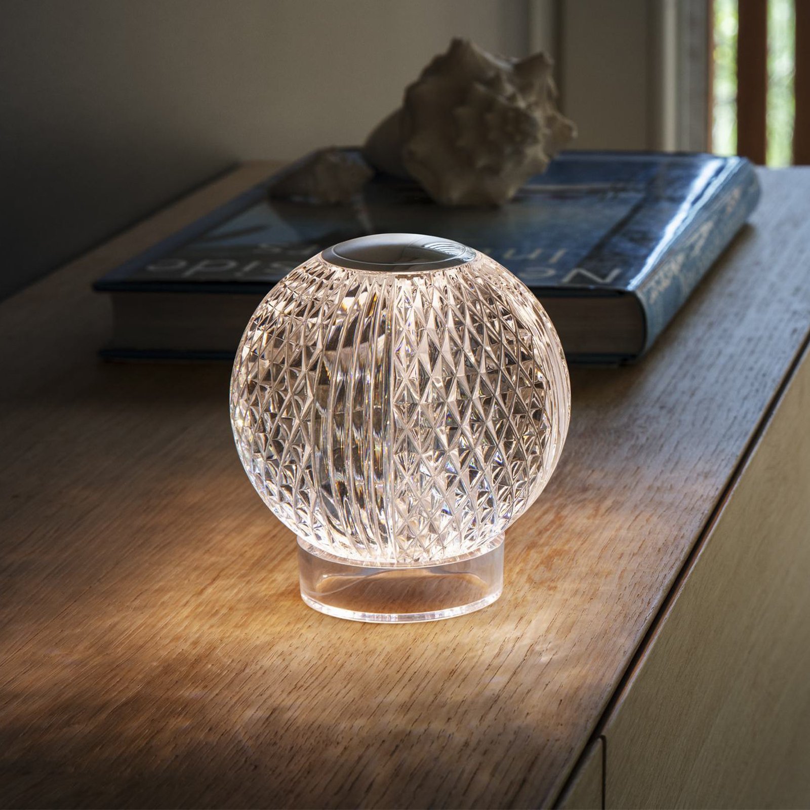 Ideal Lux LED dobíjacia stolná lampa Diamond clear acrylic 12 cm