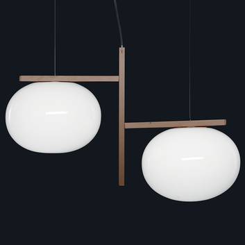 Oluce Alba - hanging lamp, two glass lampshades