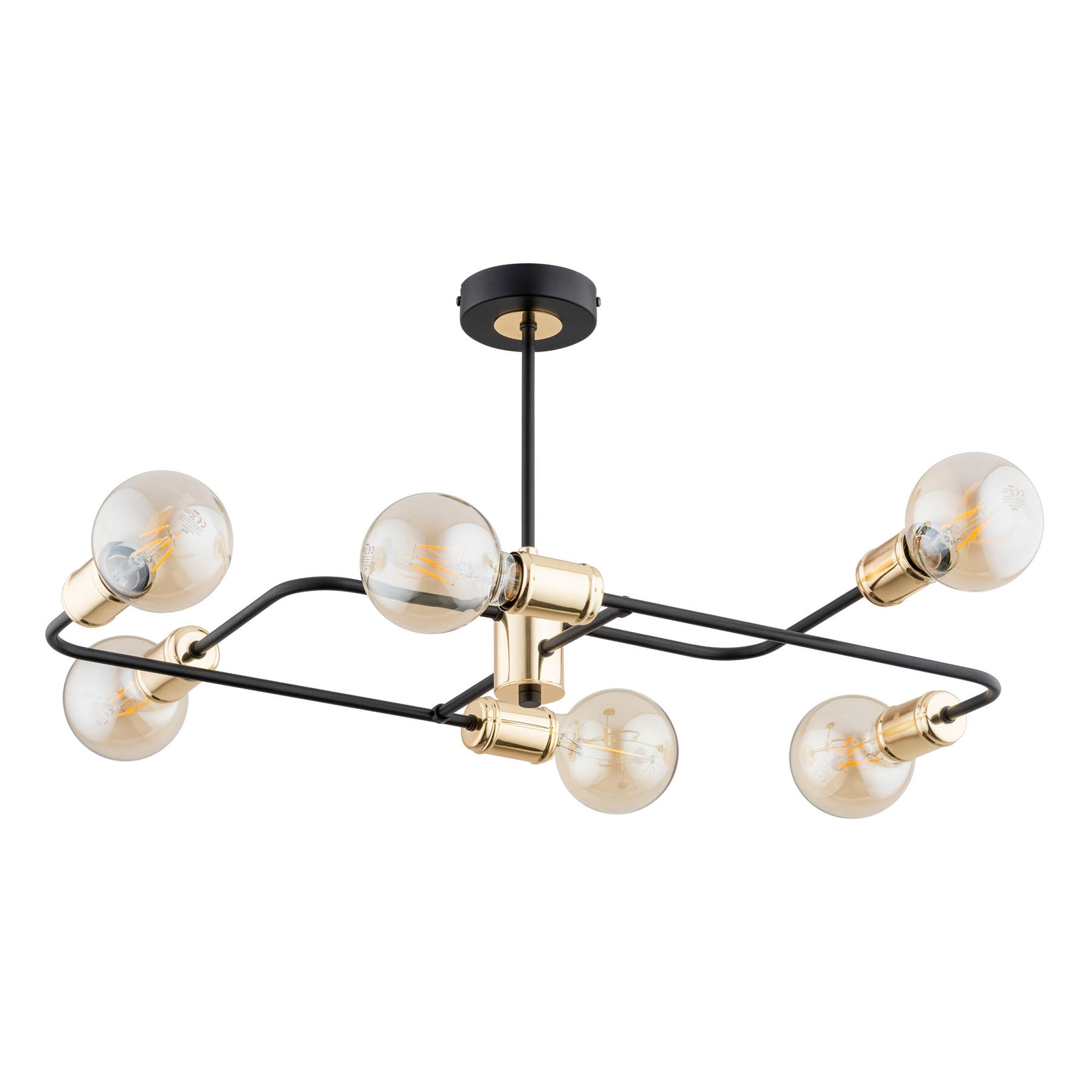Plafonnier Lotze à six lampes, 33x70cm