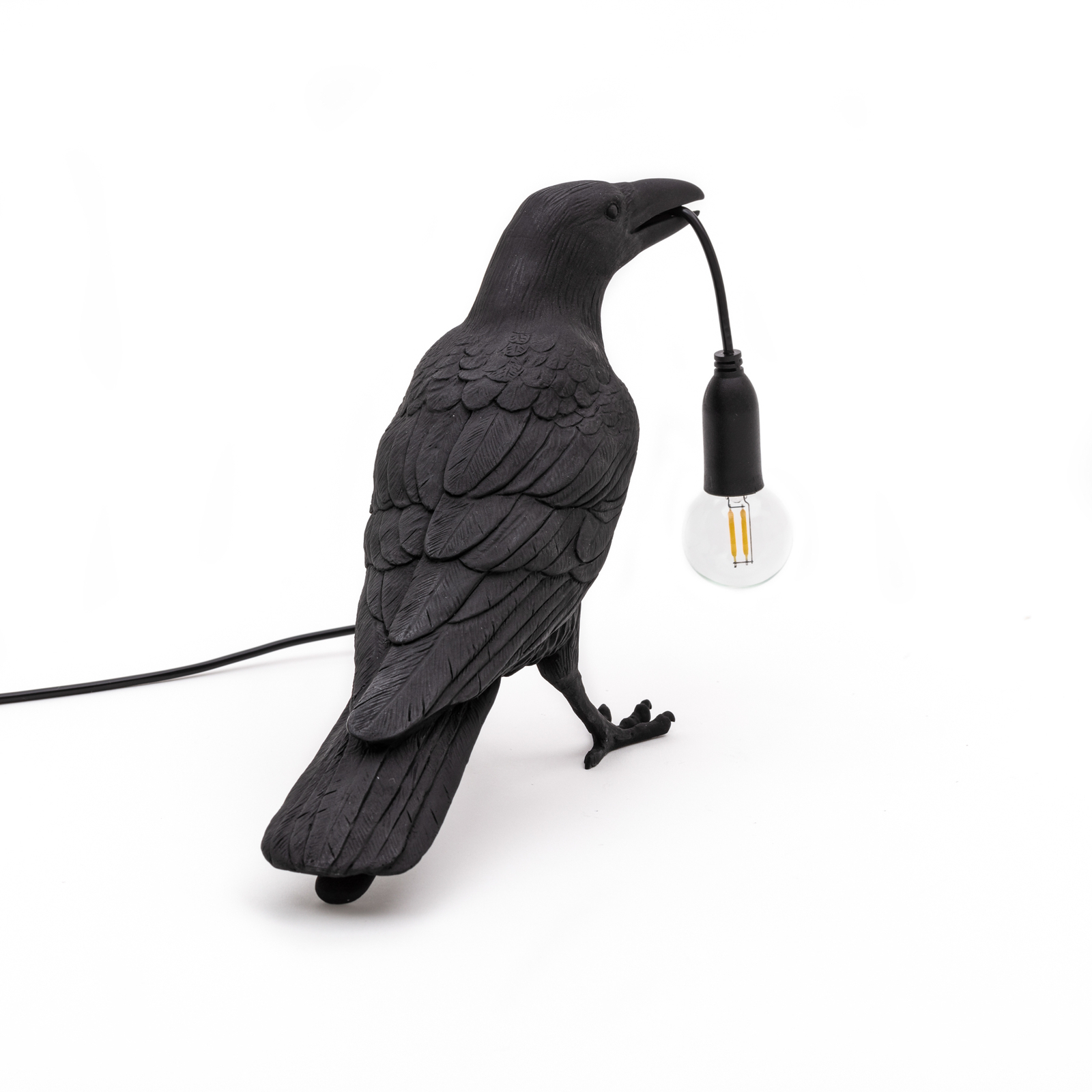 LED decoratie-tafellamp Bird Lamp, wachtend, zwart