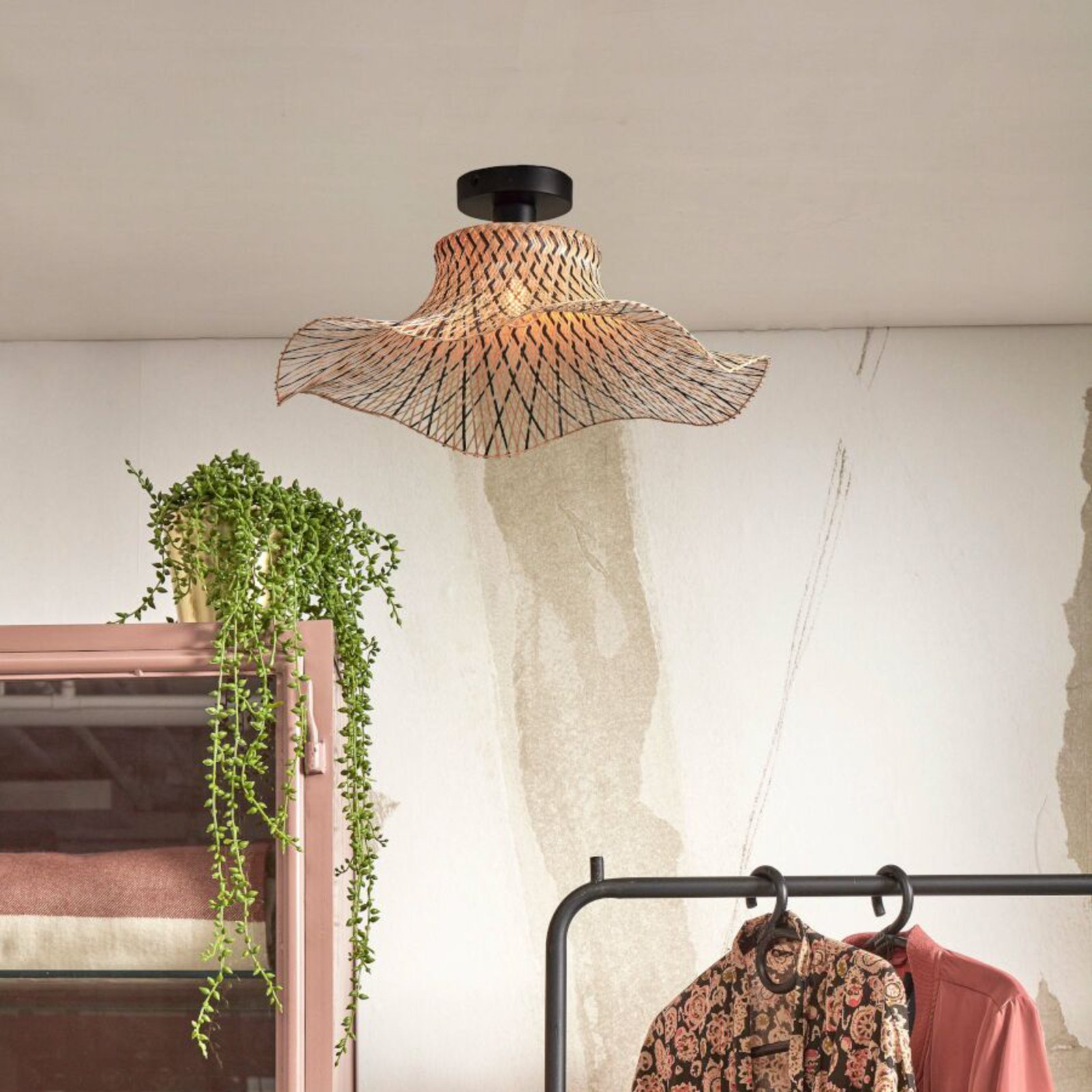 GOOD & MOJO Ibiza ceiling lamp Ø 50cm natural/black