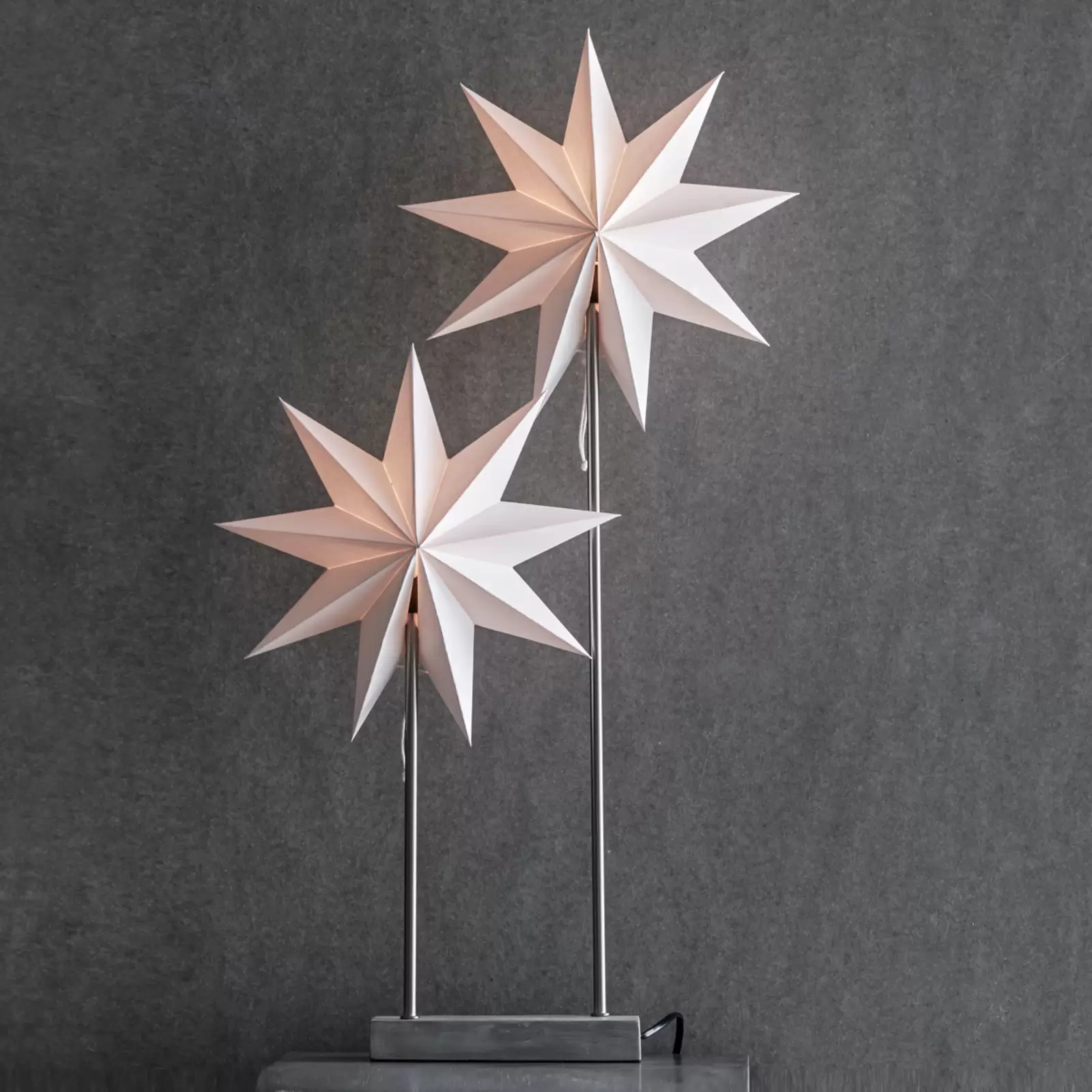 Lampe Étoile en papier, 7 branches, blanche, 65 cm