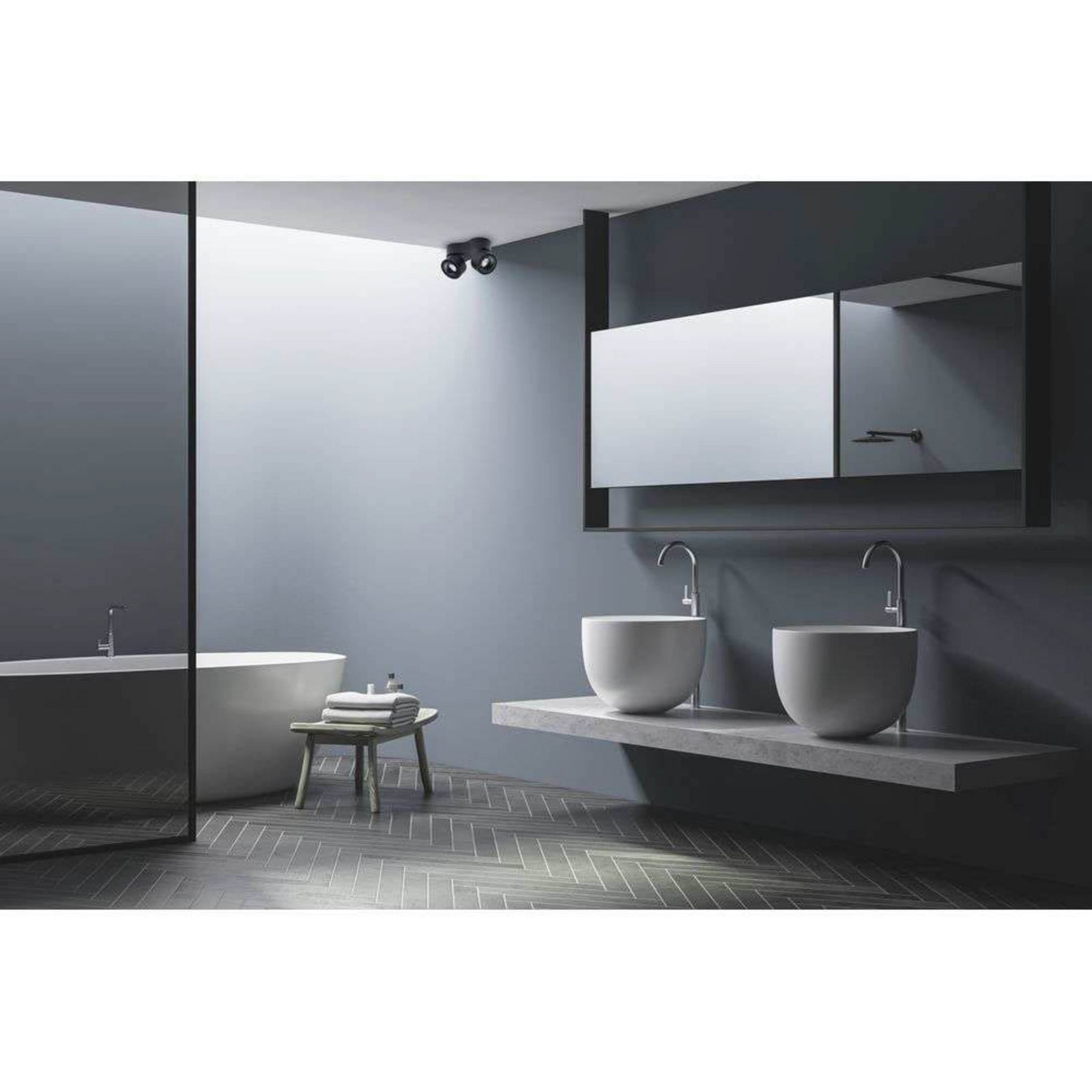 Easy Double W2100 LED-taklampa, svart, DTW ANTIDARK - Vardagsrum - Aluminium