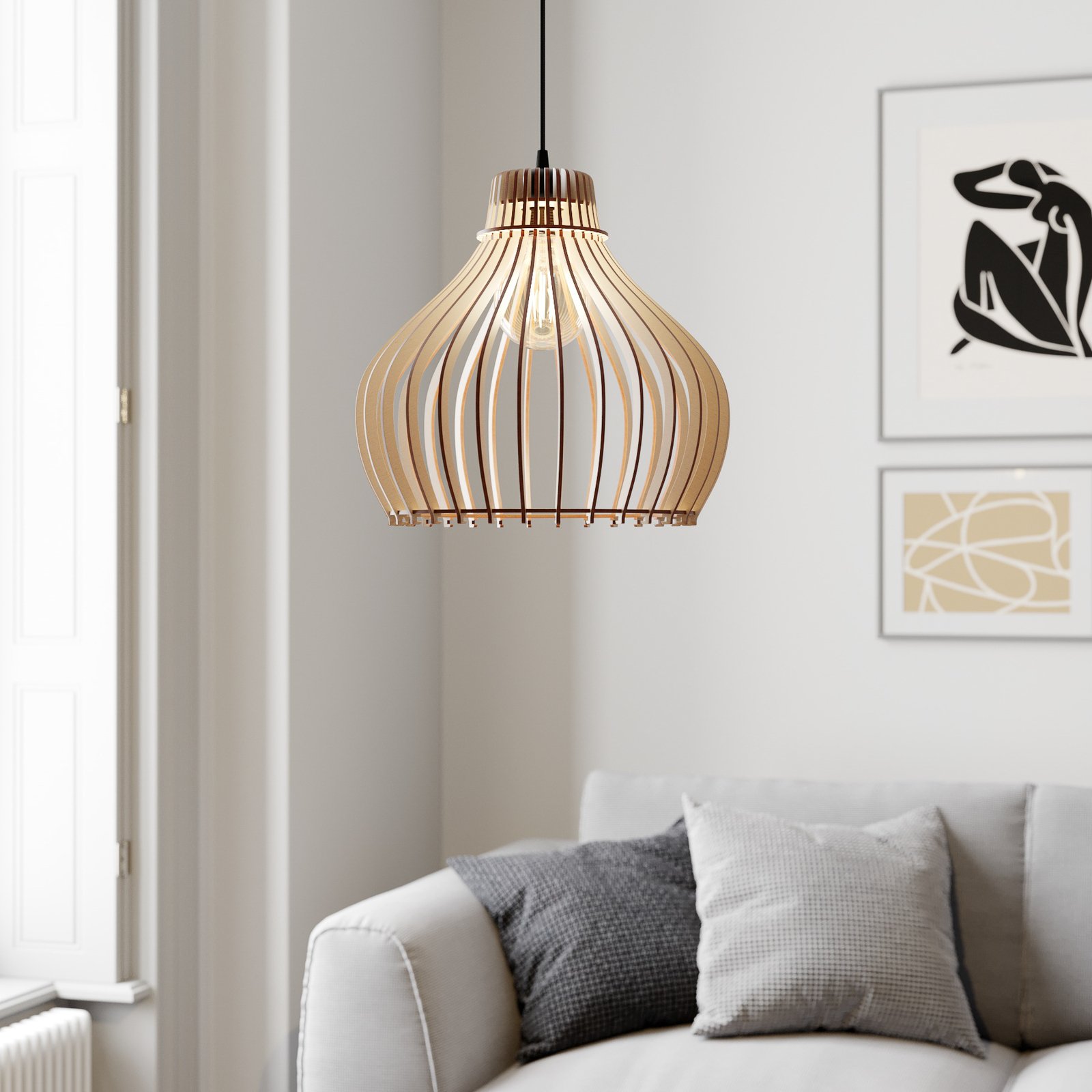 Barrel hanging light, one-bulb, Ø 38 cm