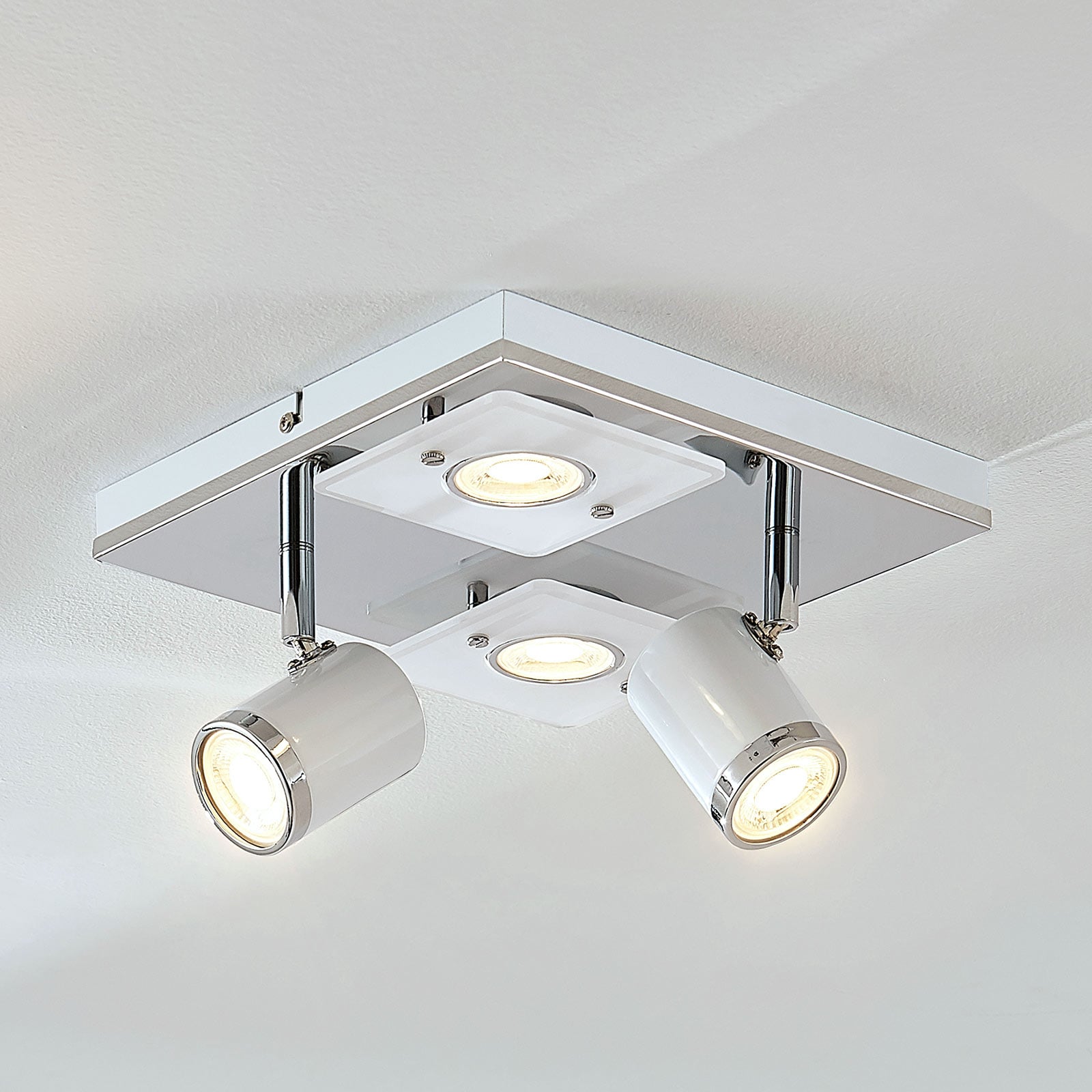 Alsuna LED ceiling light, four-bulb, 24 x cm, Lampenwelt.com, for Living / Dining Room, metal, glass, 5 W, energy efficiency: A+, L: 24 cm, W: 24 cm, H: 12.1 cm