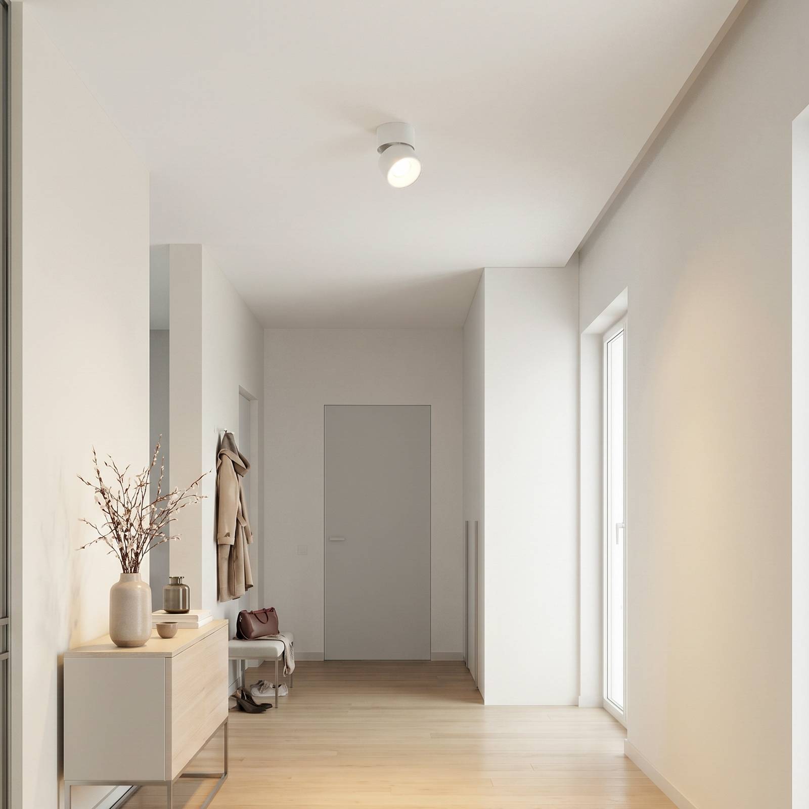 PRIOS spotlamp, Rotari basic, 1-lamp, wit, Ø 9 cm, GU10