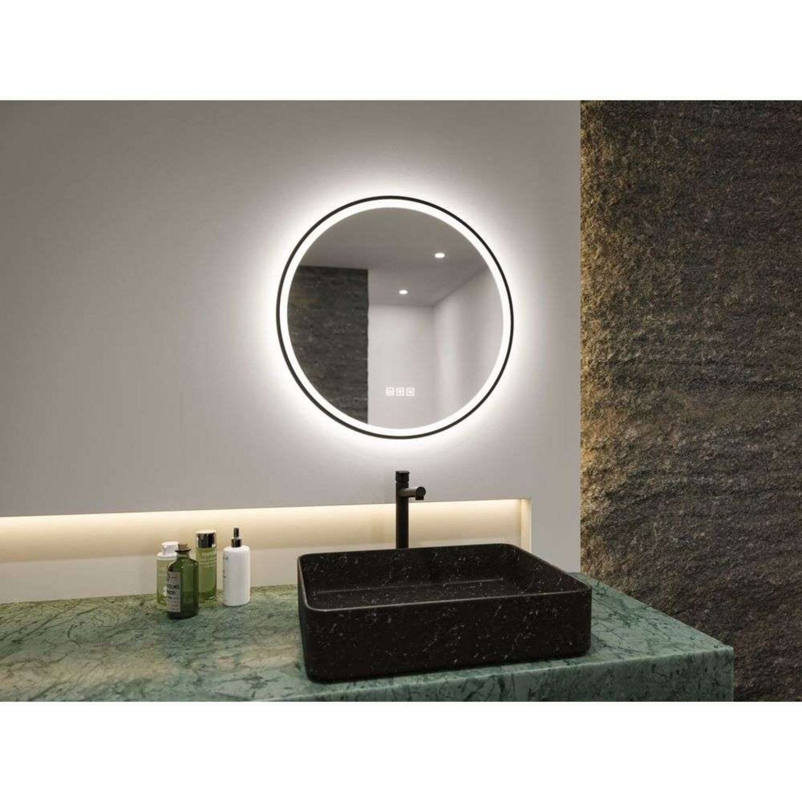 Mirra LED Illuminated Mirror IP44 Dim. Round Ø59 Negru/Mirror - Paulmann