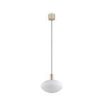 Hängelampe Emelie, 1-fl., goldfarben/weiß, Metall, Glas, E27