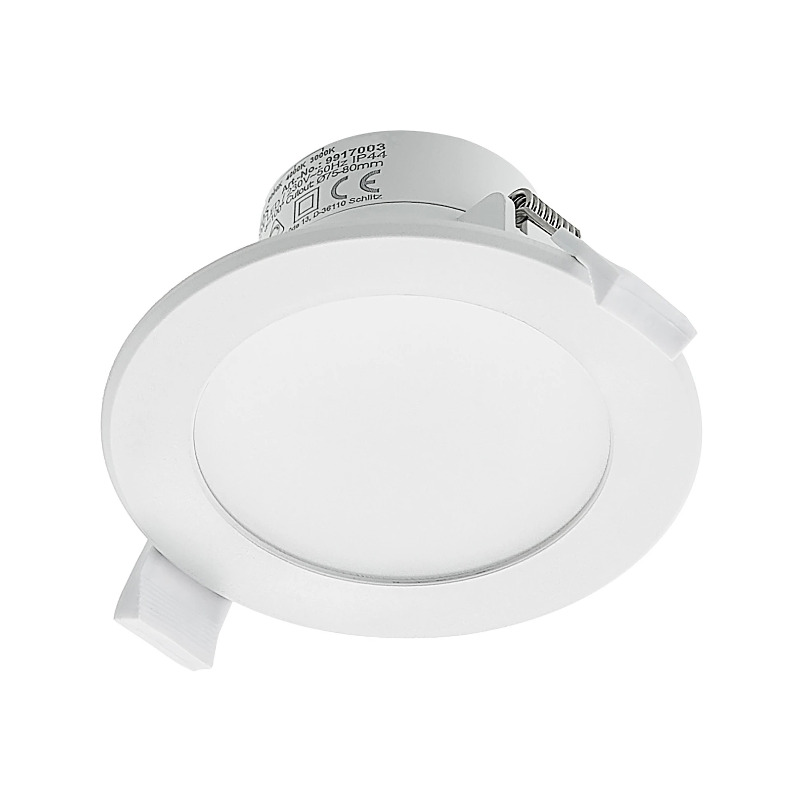 Prios LED χωνευτός προβολέας Rida, λευκό. Ø 10 cm, CCT, IP44