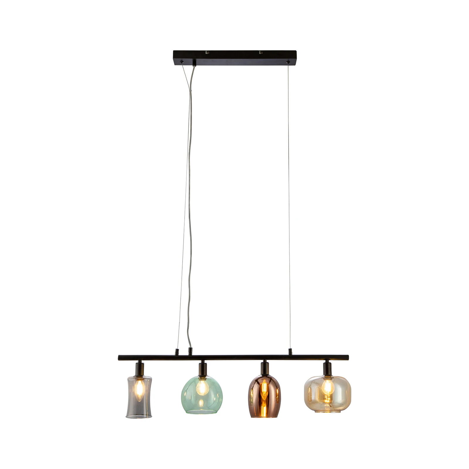 Hanglamp Telesto met glazen kappen, 4-lamps