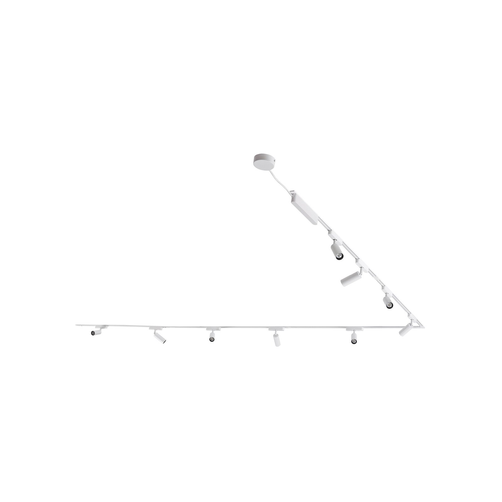 Schienensystem 48 V Lumaro, Spots, 9-flg. weiß, Ø4cm, 25,7cm