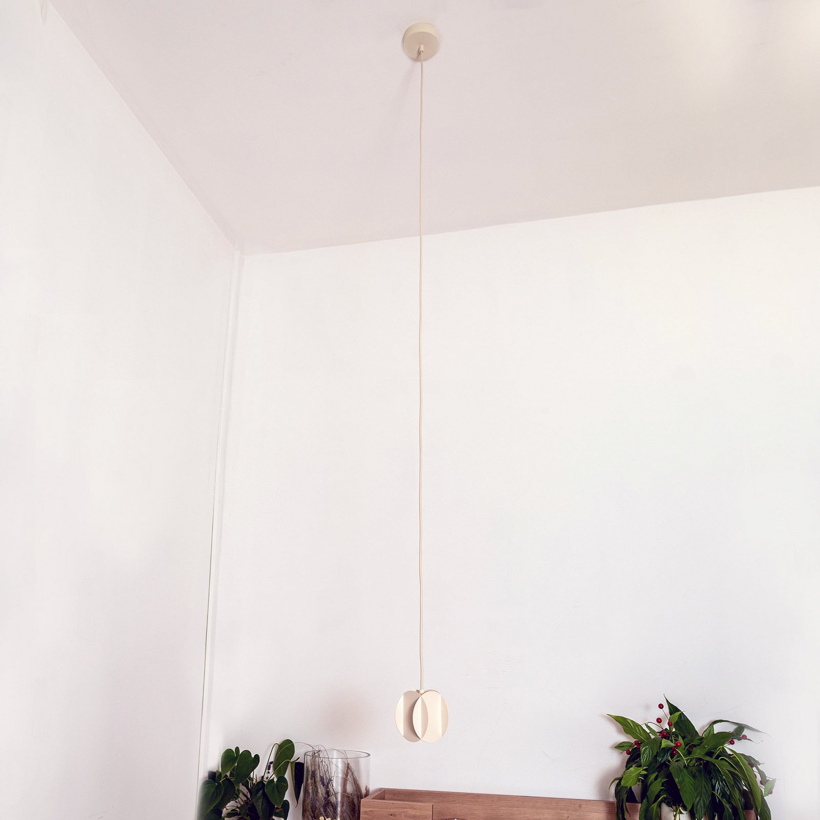 Lampa wisząca GAMBIT, kremowy biały, Ø 10 cm, metal, GU10