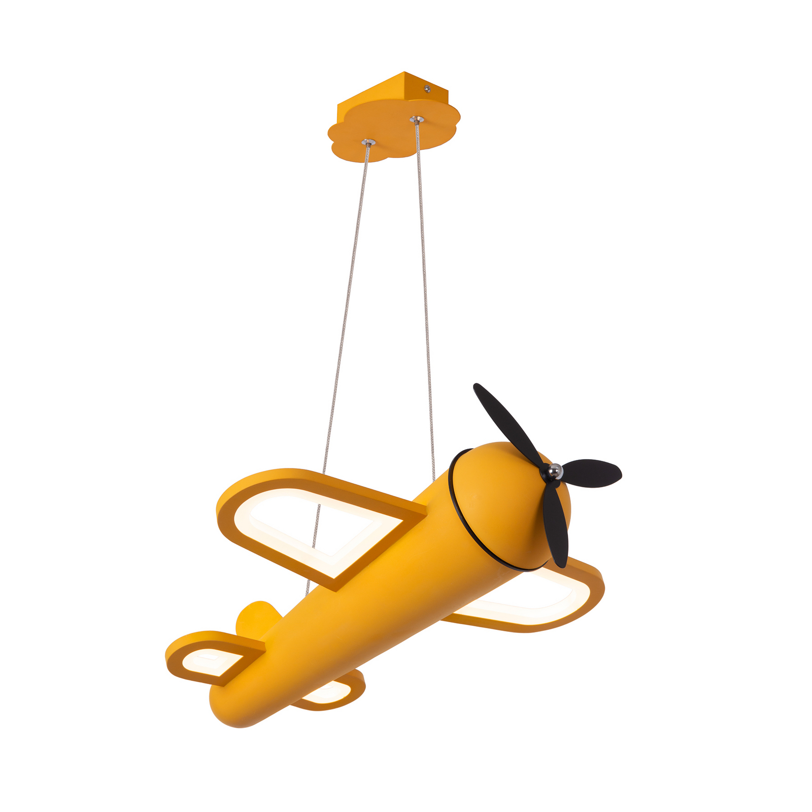 Candeeiro suspenso LED para quarto infantil Fokker, amarelo Comprimento 46 cm