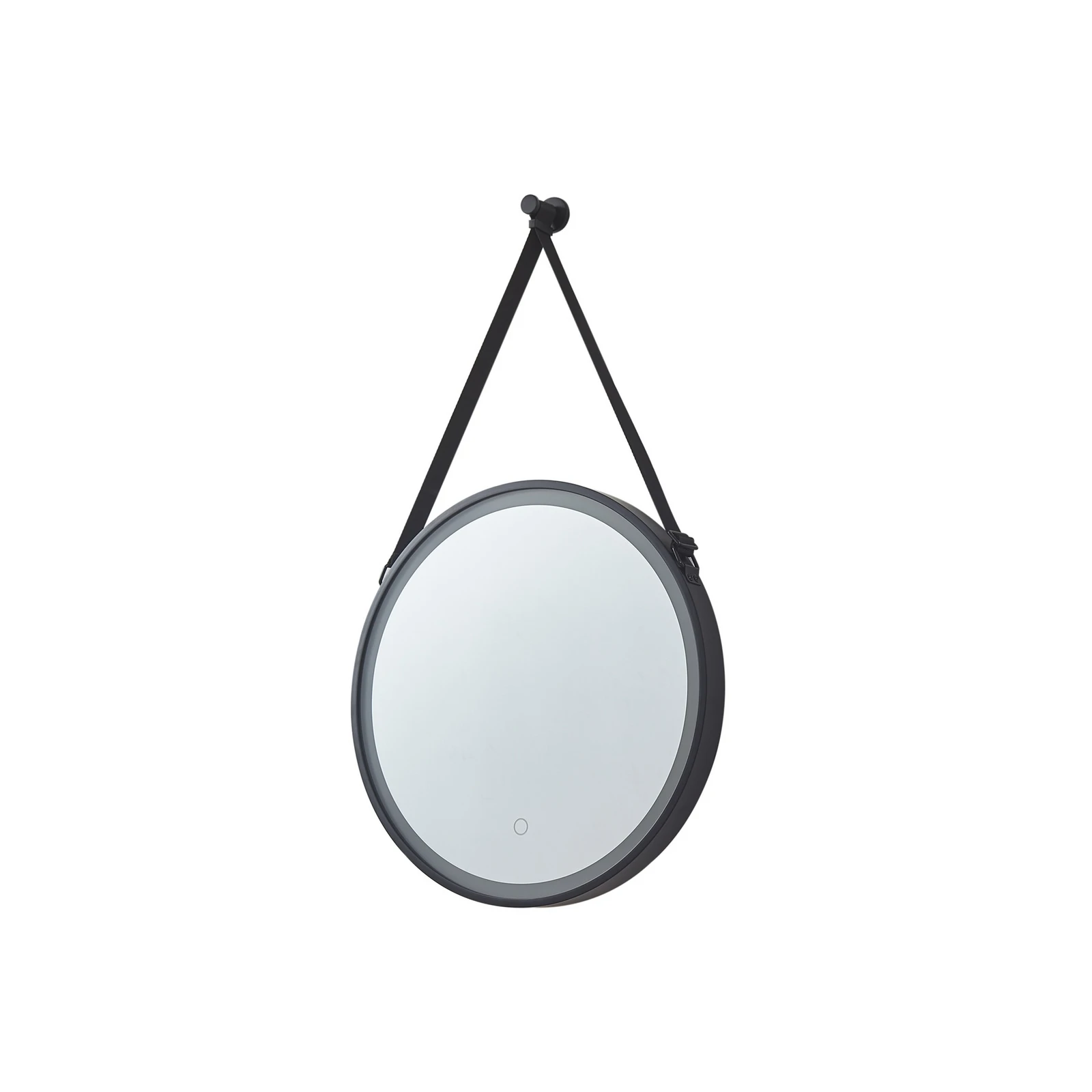 Lucande LED-spegel Lelin, Ø 45 cm, svart, aluminium, CCT